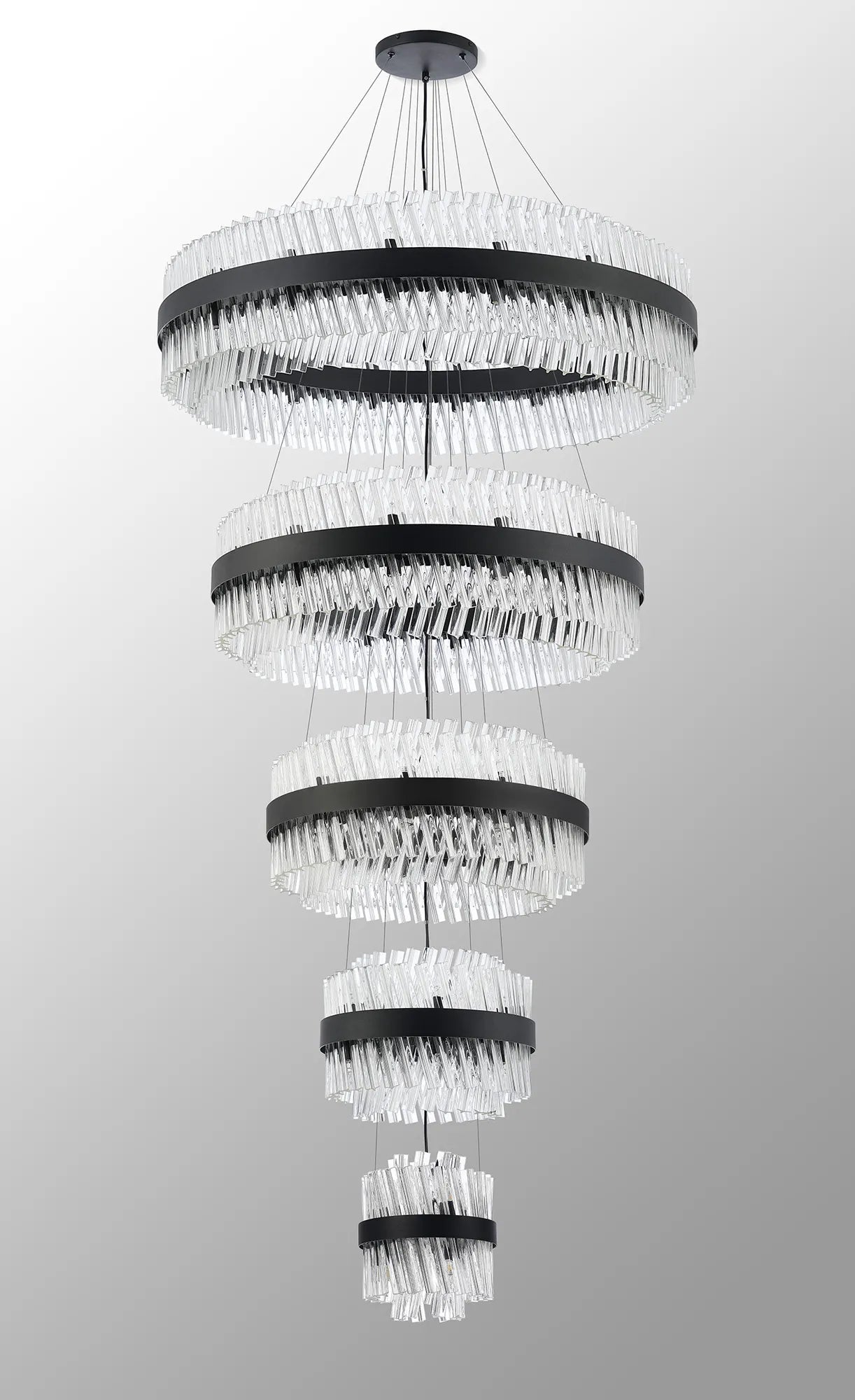 Farnley 5 Tier 1m Pendant 32 Light - Black & Clear