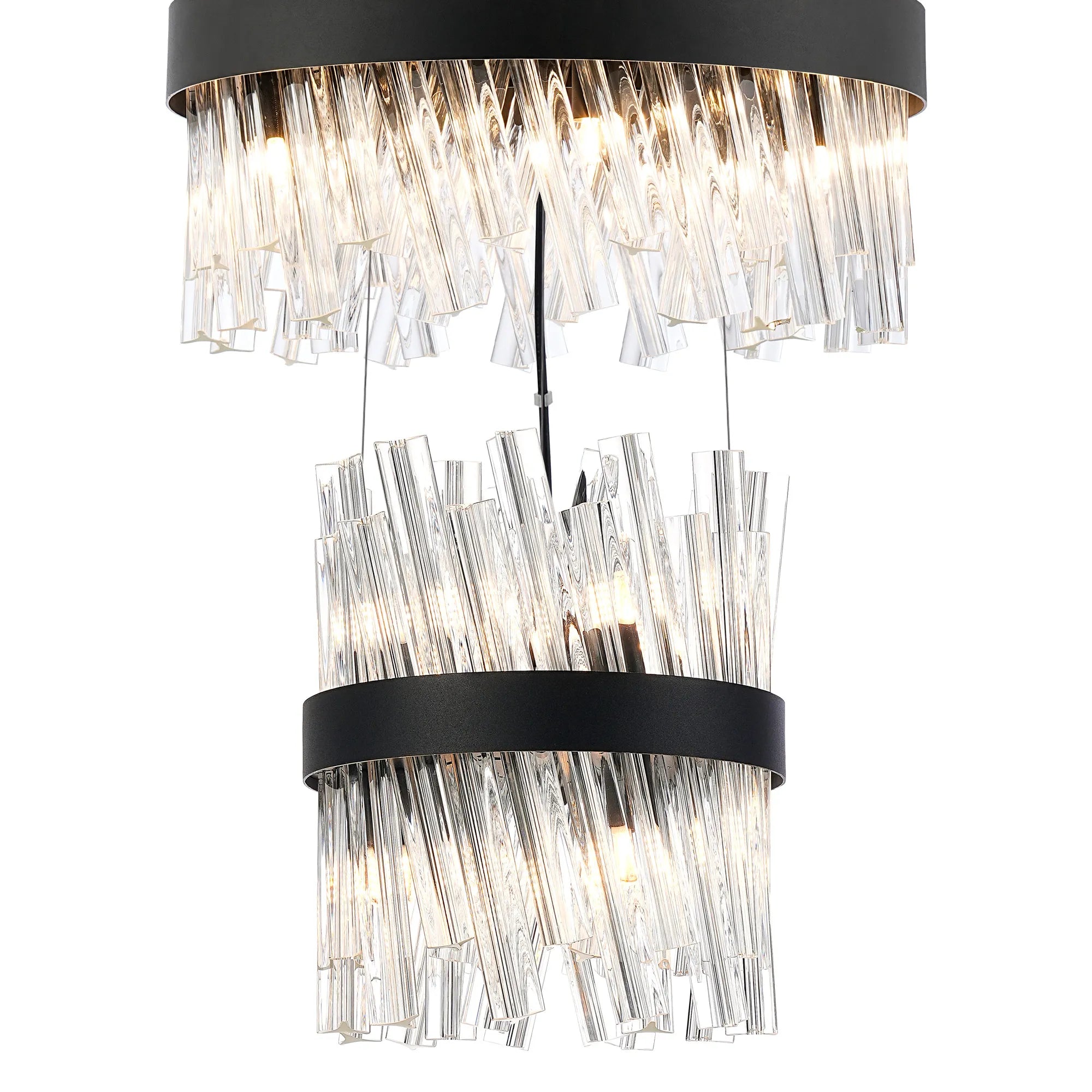 Farnley 5 Tier 1m Pendant 32 Light - Black & Clear