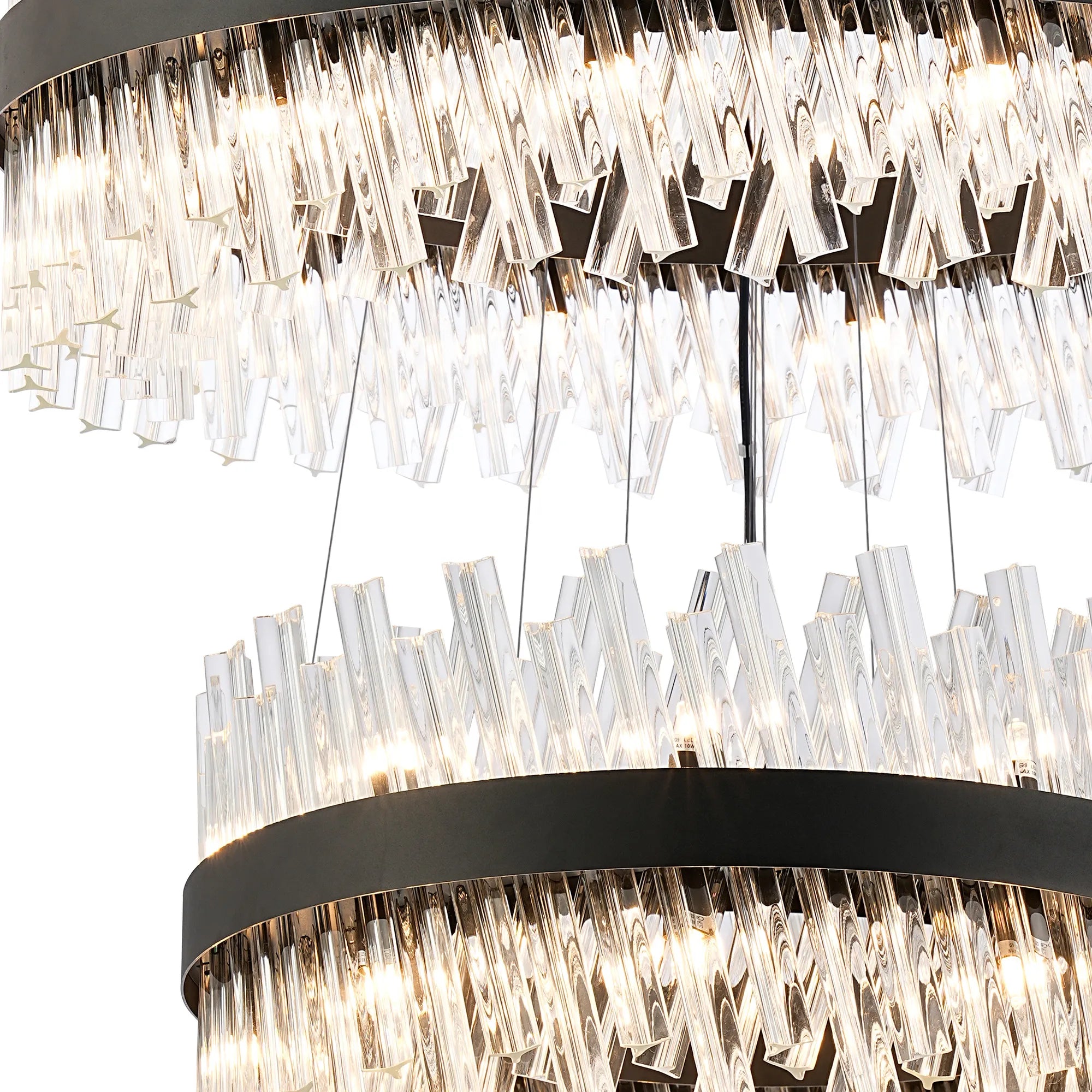 Farnley 5 Tier 1m Pendant 32 Light - Black & Clear