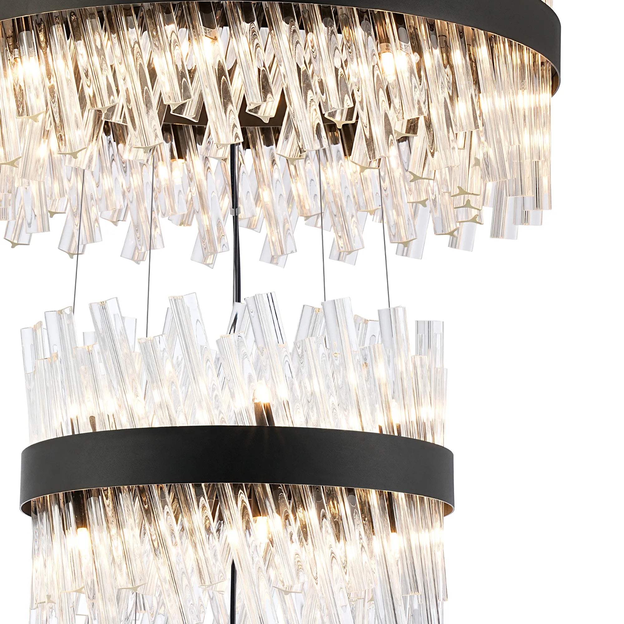 Farnley 5 Tier 1m Pendant 32 Light - Black & Clear