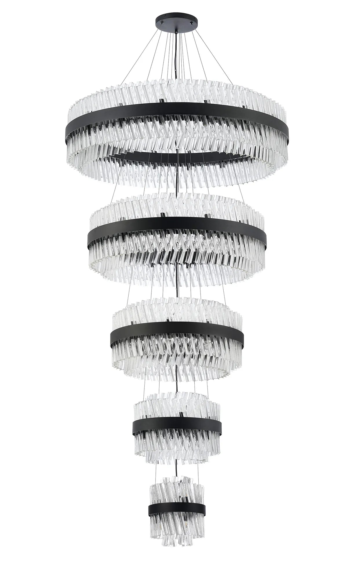 Farnley 5 Tier 1m Pendant 32 Light - Black & Clear