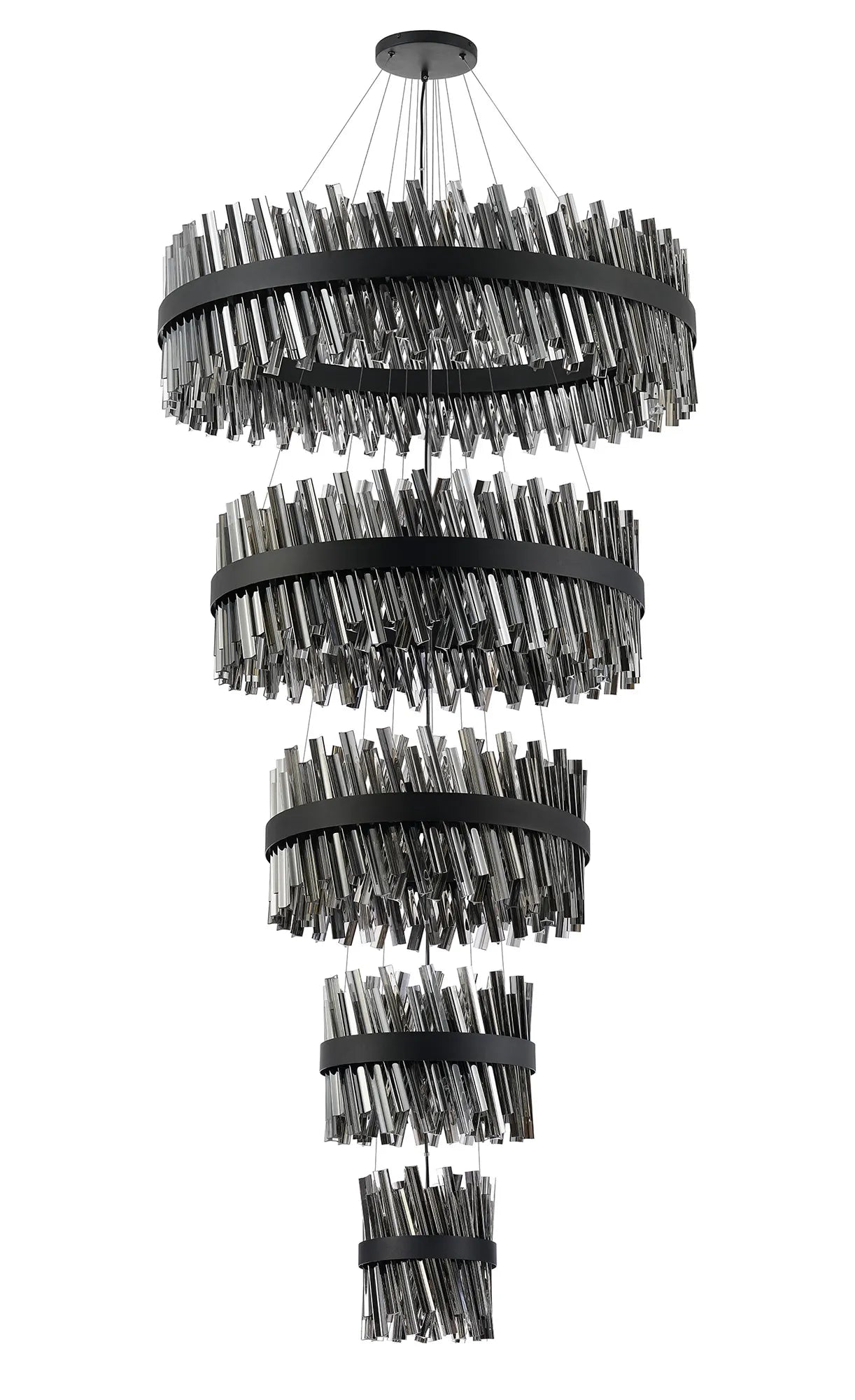 Farnley 5 Tier 1m Pendant 32 Light - Black & Smoke