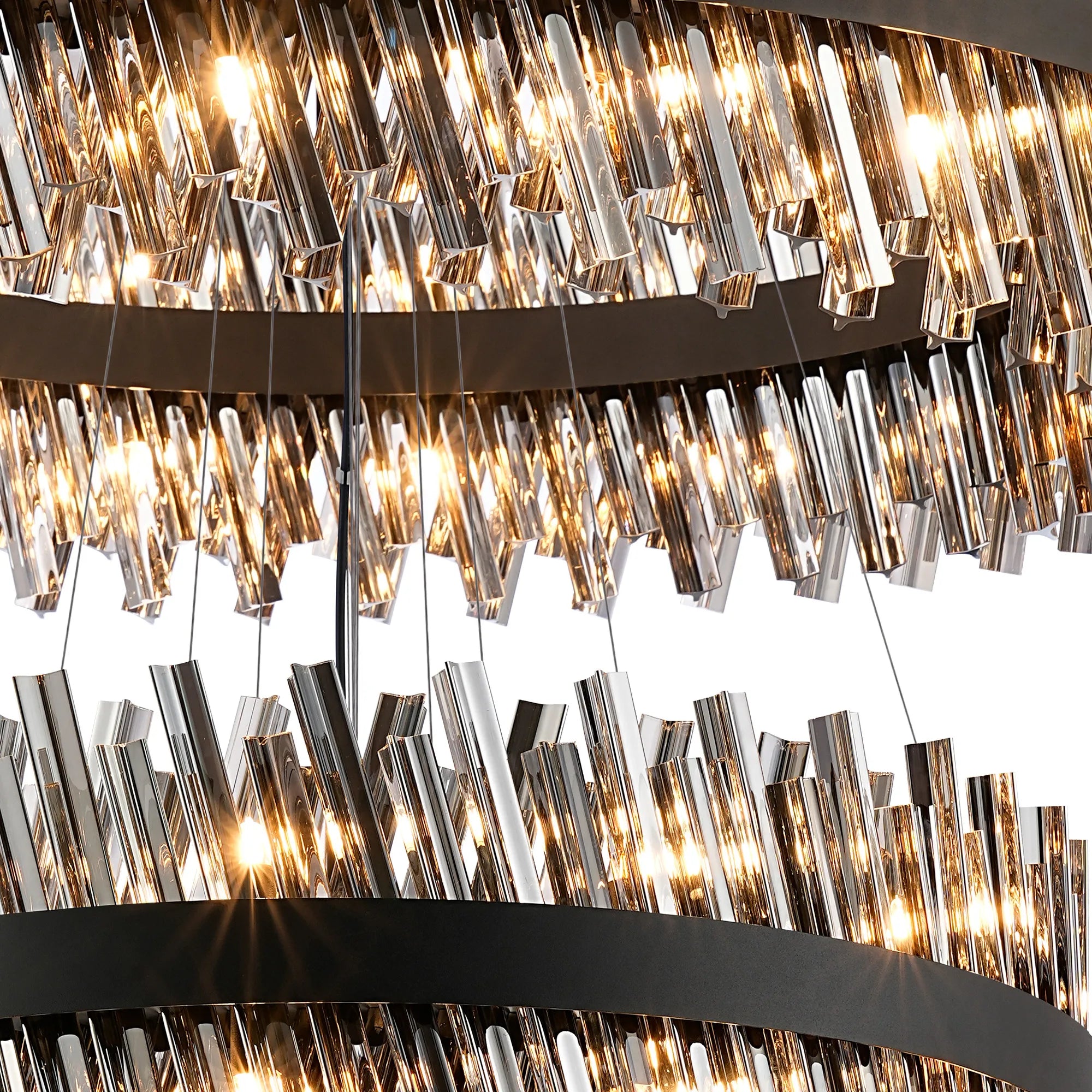 Farnley 5 Tier 1m Pendant 32 Light - Black & Smoke