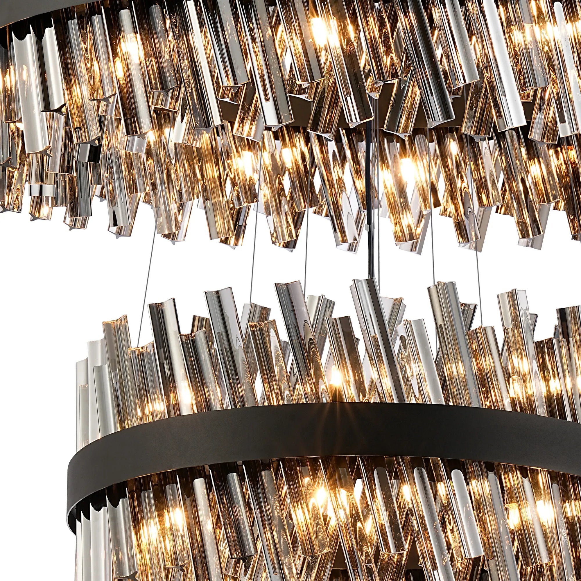 Farnley 5 Tier 1m Pendant 32 Light - Black & Smoke