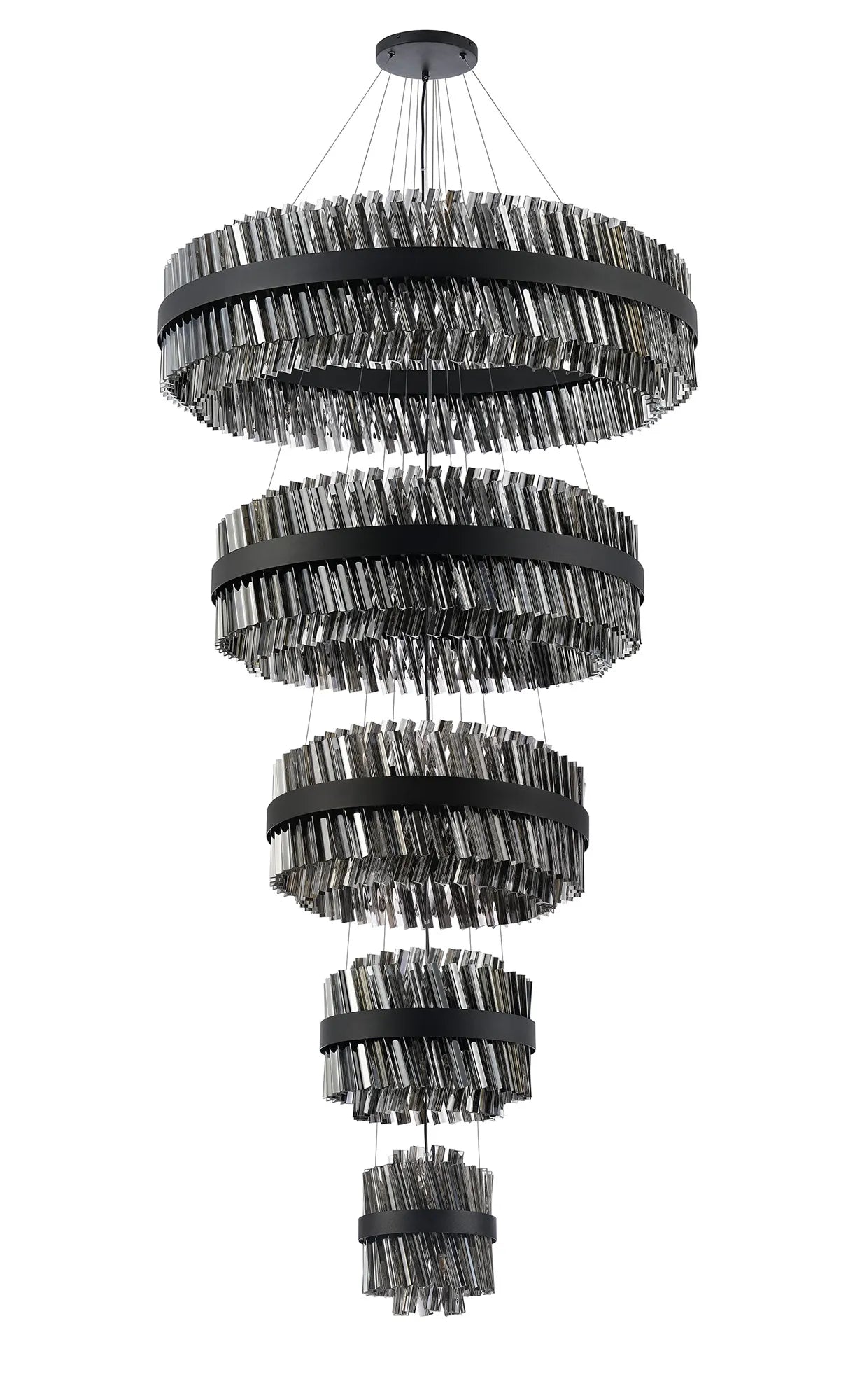 Farnley 5 Tier 1m Pendant 32 Light - Black & Smoke