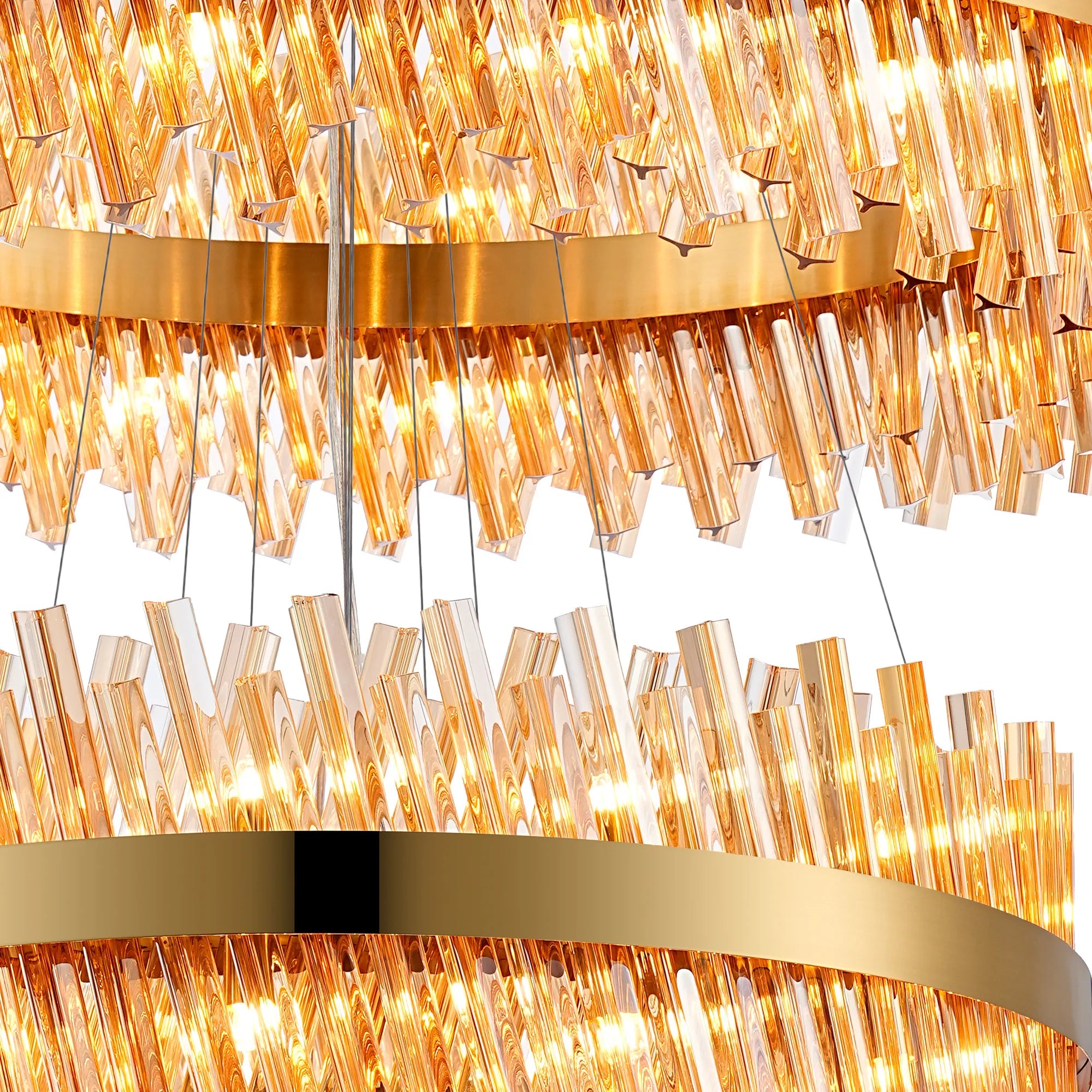 Farnley 5 Tier 1m Pendant 32 Light - Brass & Amber