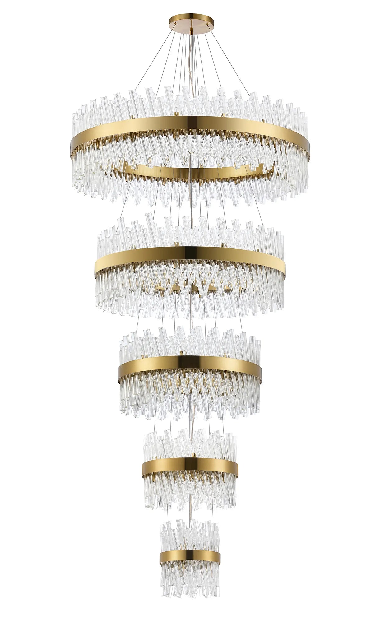 Farnley 5 Tier 1m Pendant 32 Light - Brass & Clear
