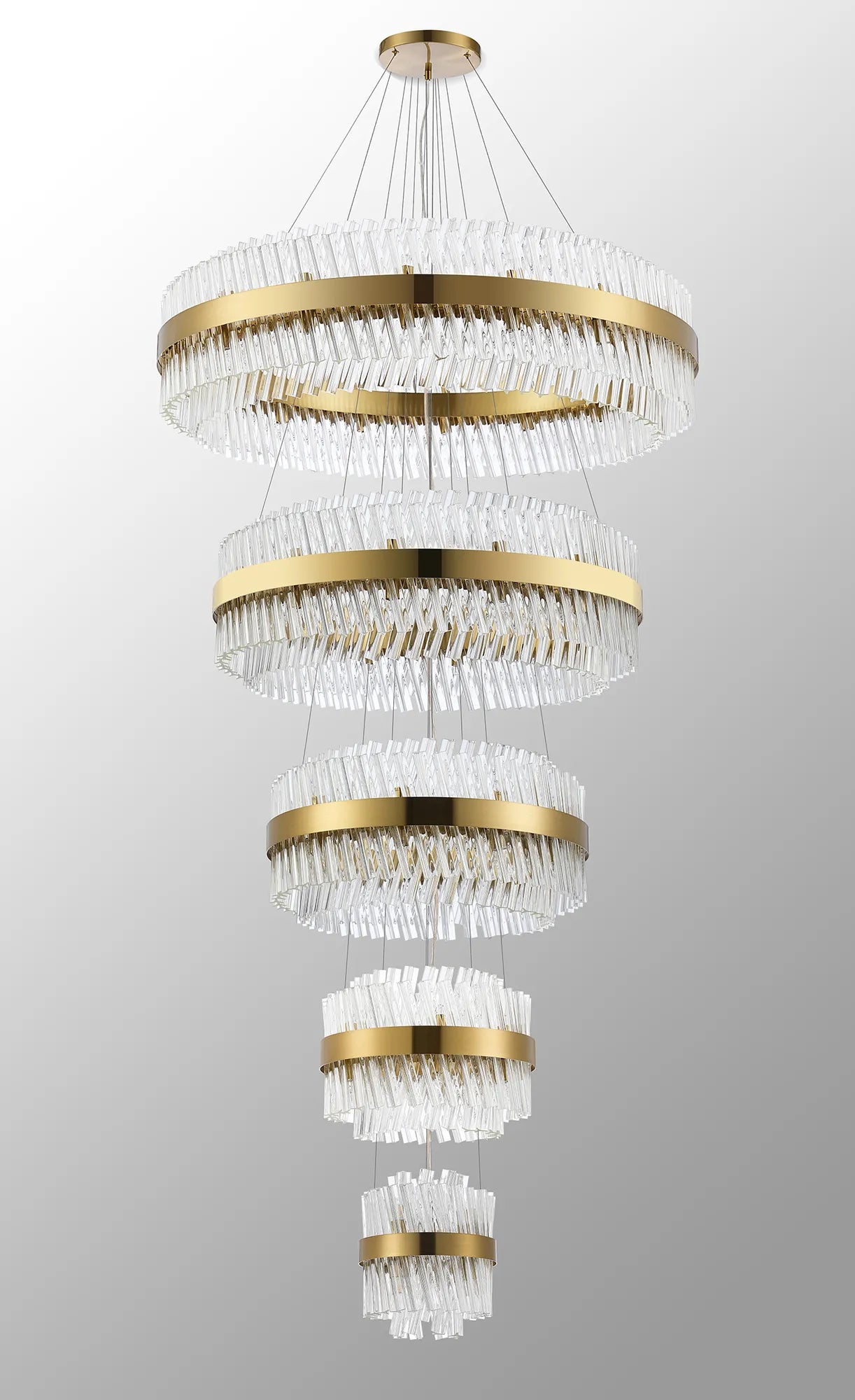 Farnley 5 Tier 1m Pendant 32 Light - Brass & Clear