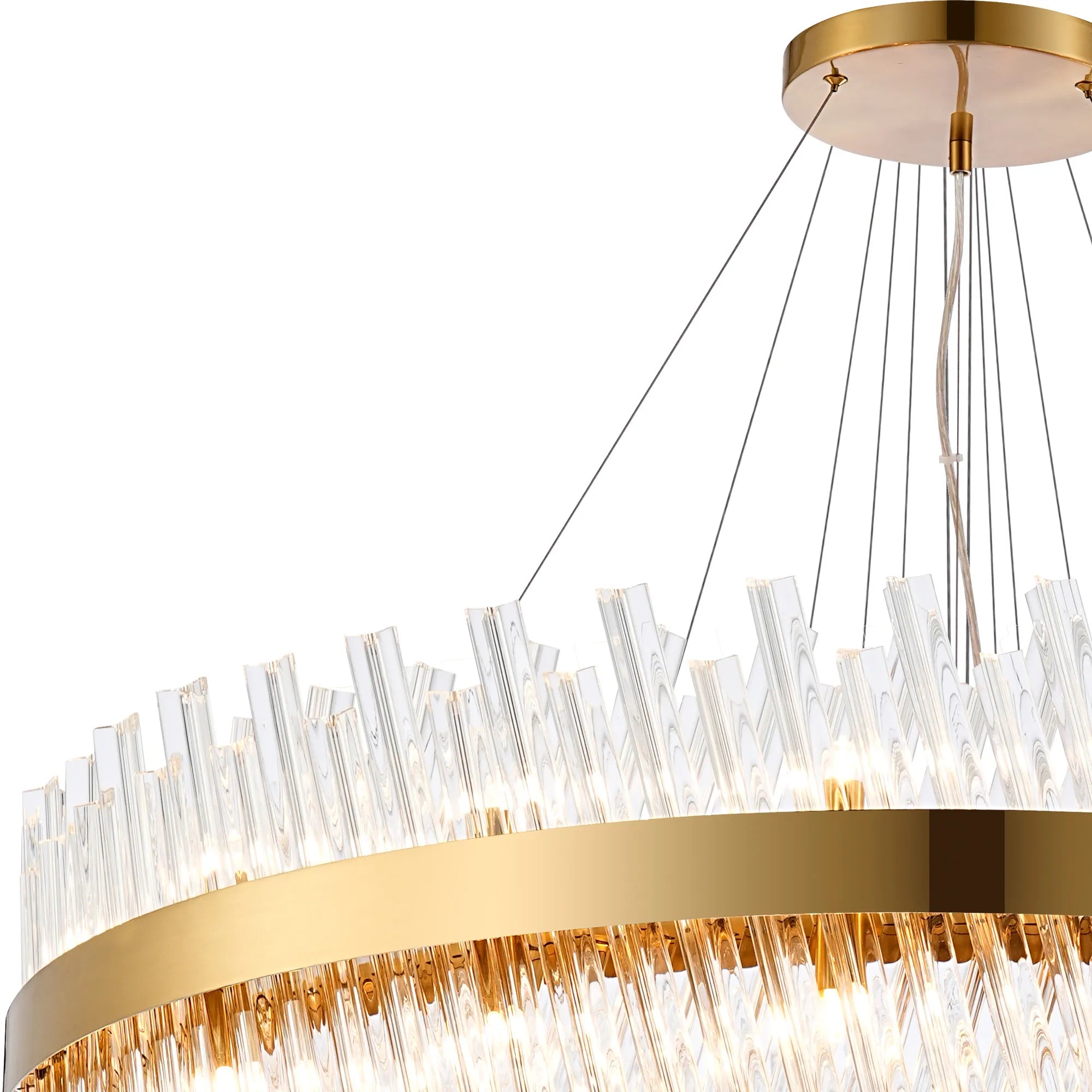 Farnley 5 Tier 1m Pendant 32 Light - Brass & Clear