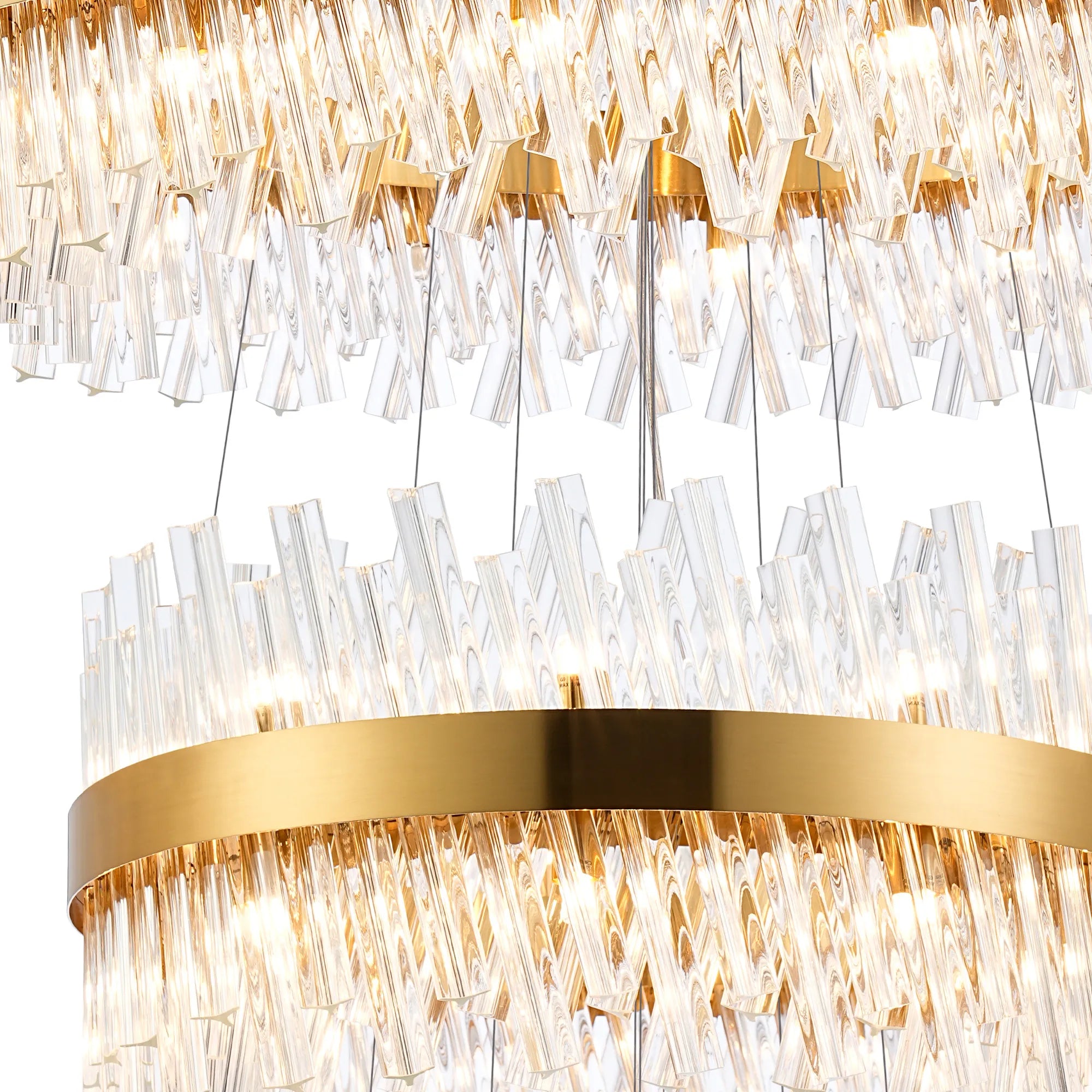 Farnley 5 Tier 1m Pendant 32 Light - Brass & Clear