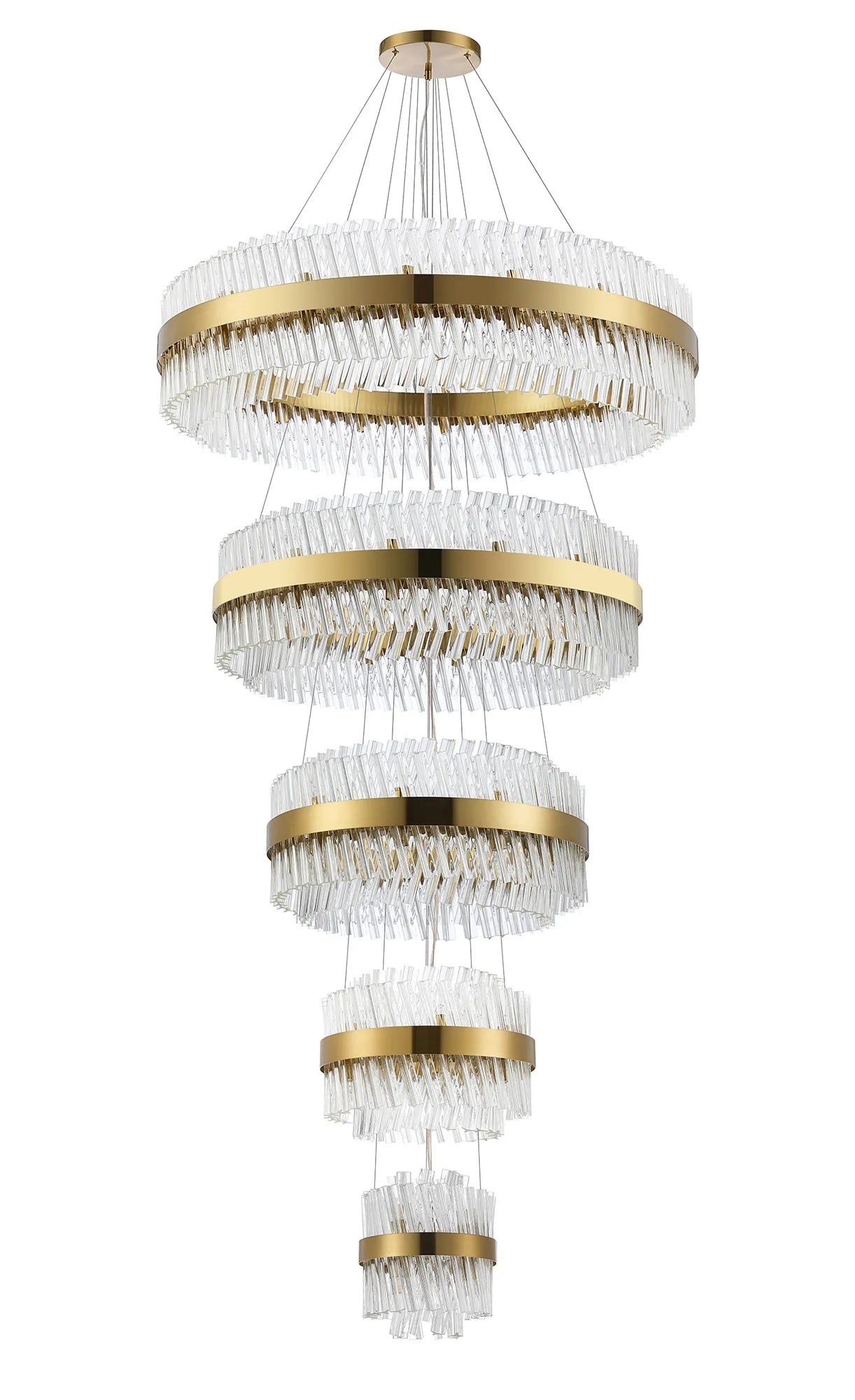 Farnley 5 Tier 1m Pendant 32 Light - Brass & Clear