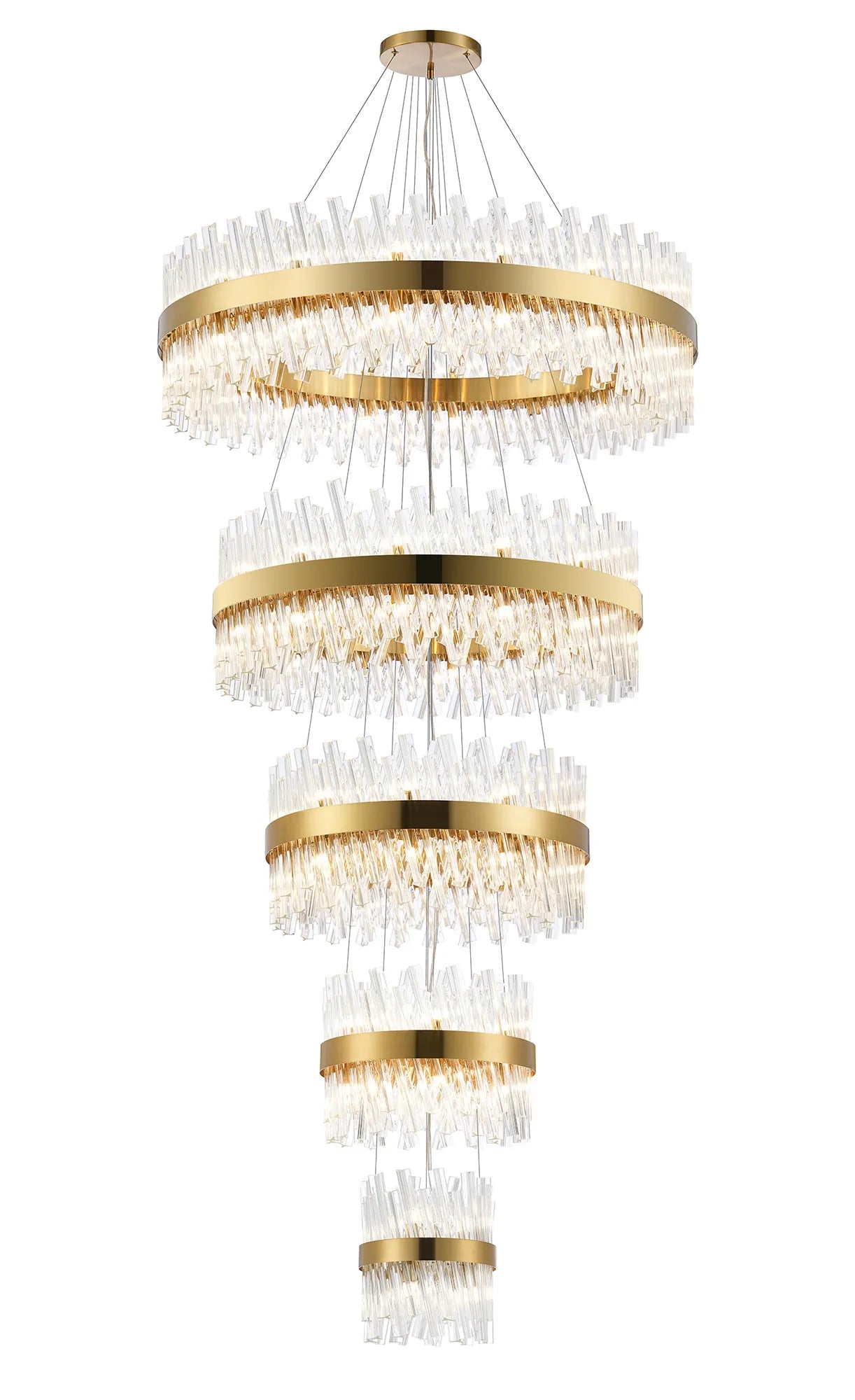 Farnley 5 Tier 1m Pendant 32 Light - Brass & Clear