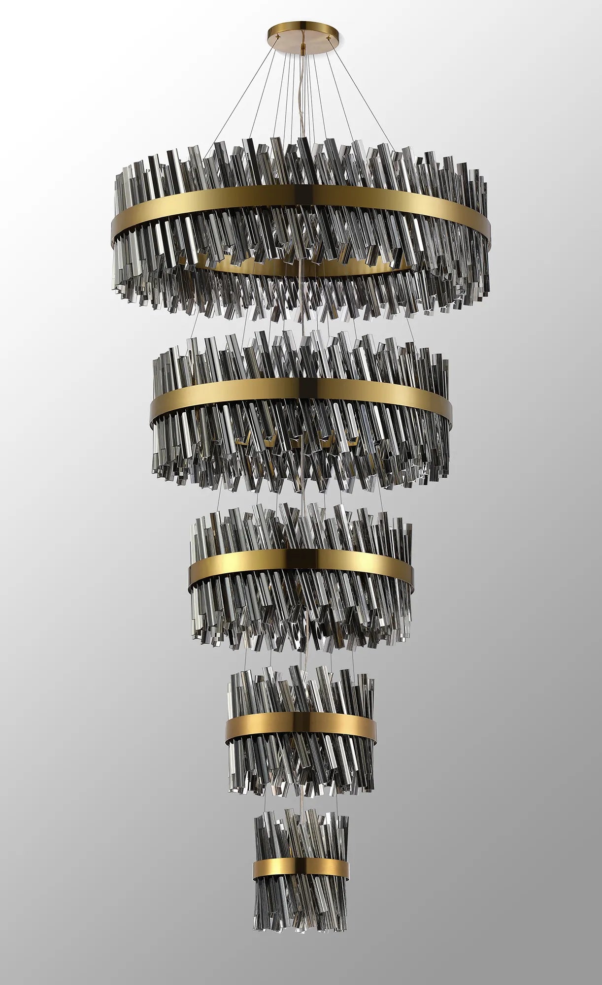 Farnley 5 Tier 1m Pendant 32 Light - Brass & Smoke