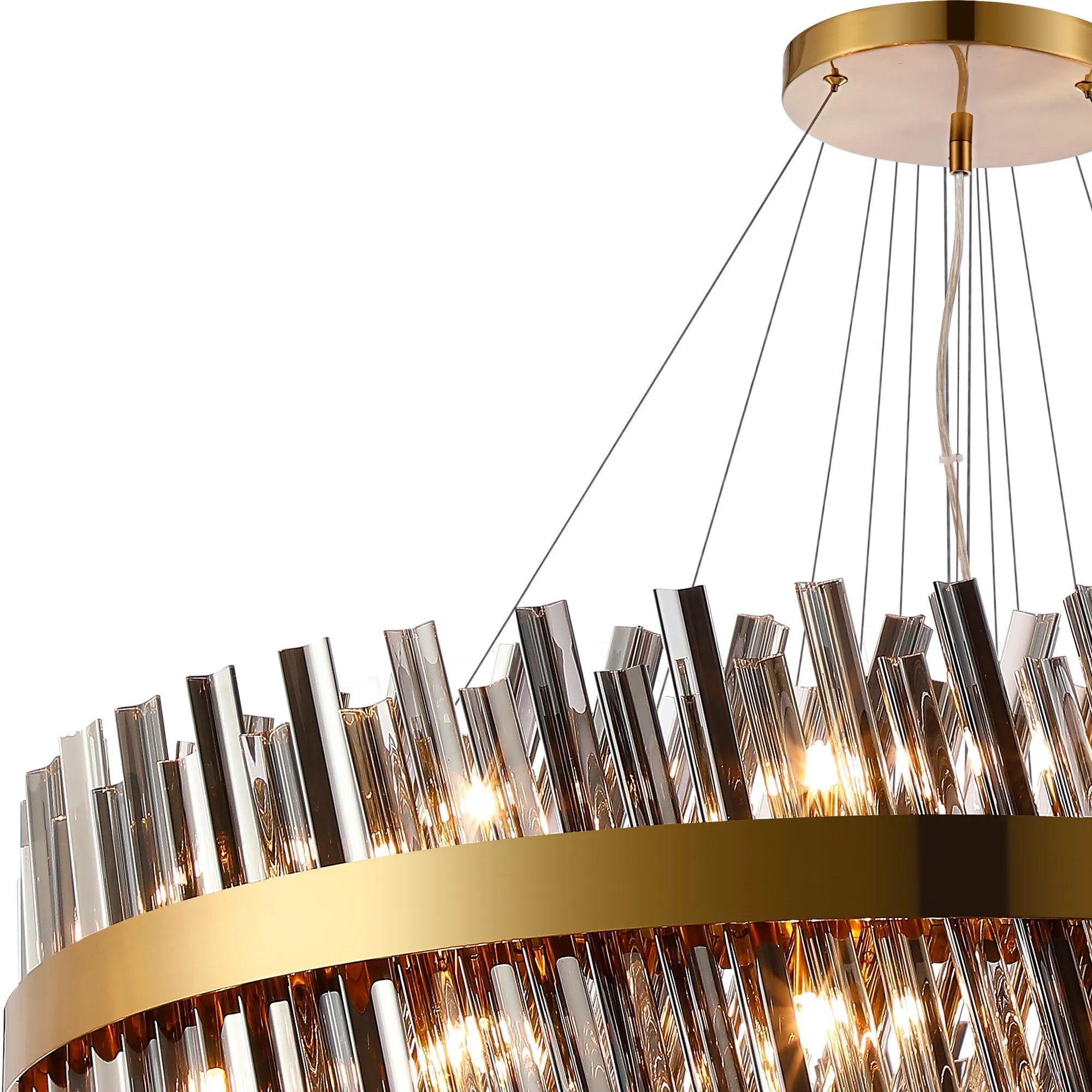 Farnley 5 Tier 1m Pendant 32 Light - Brass & Smoke