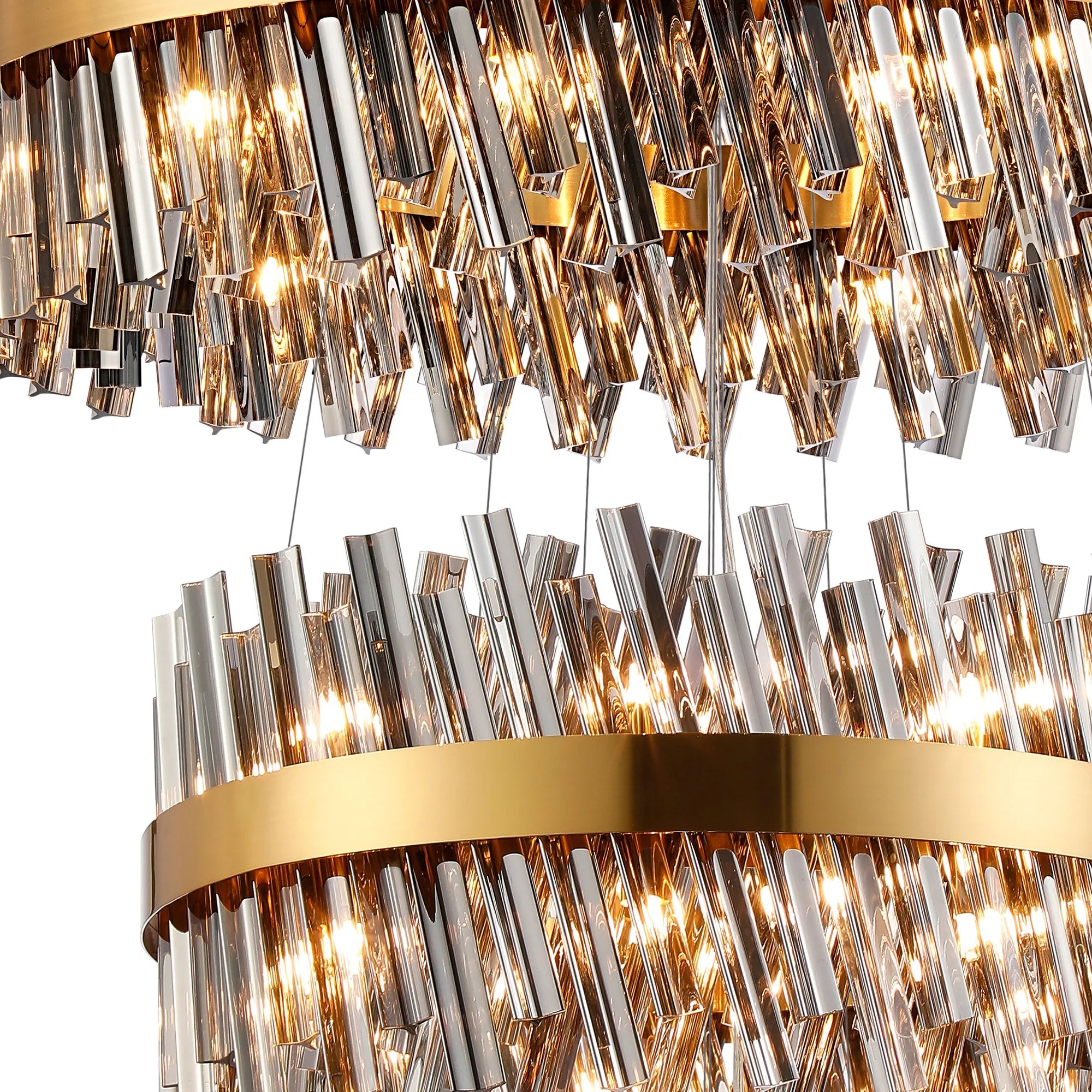 Farnley 5 Tier 1m Pendant 32 Light - Brass & Smoke