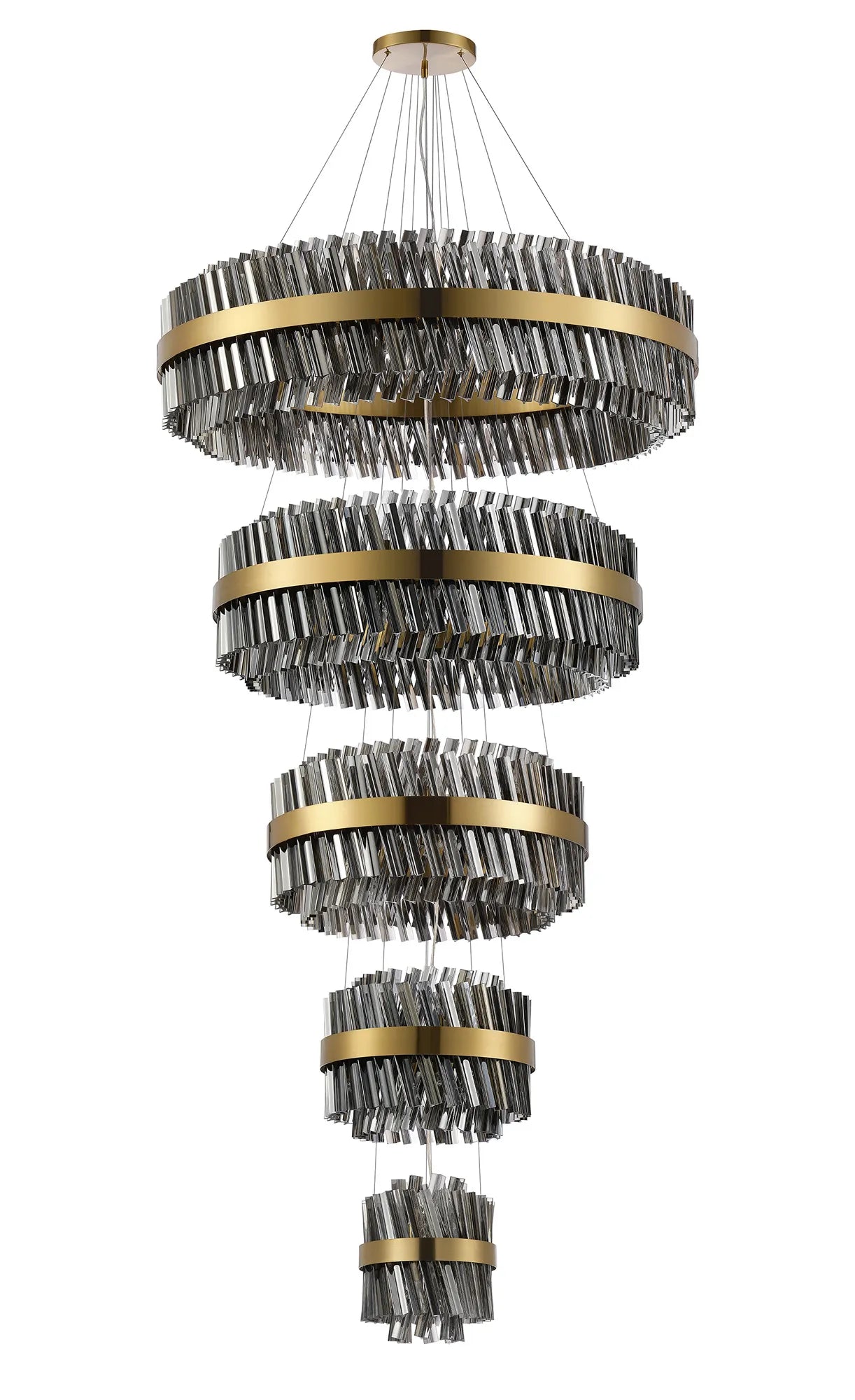 Farnley 5 Tier 1m Pendant 32 Light - Brass & Smoke