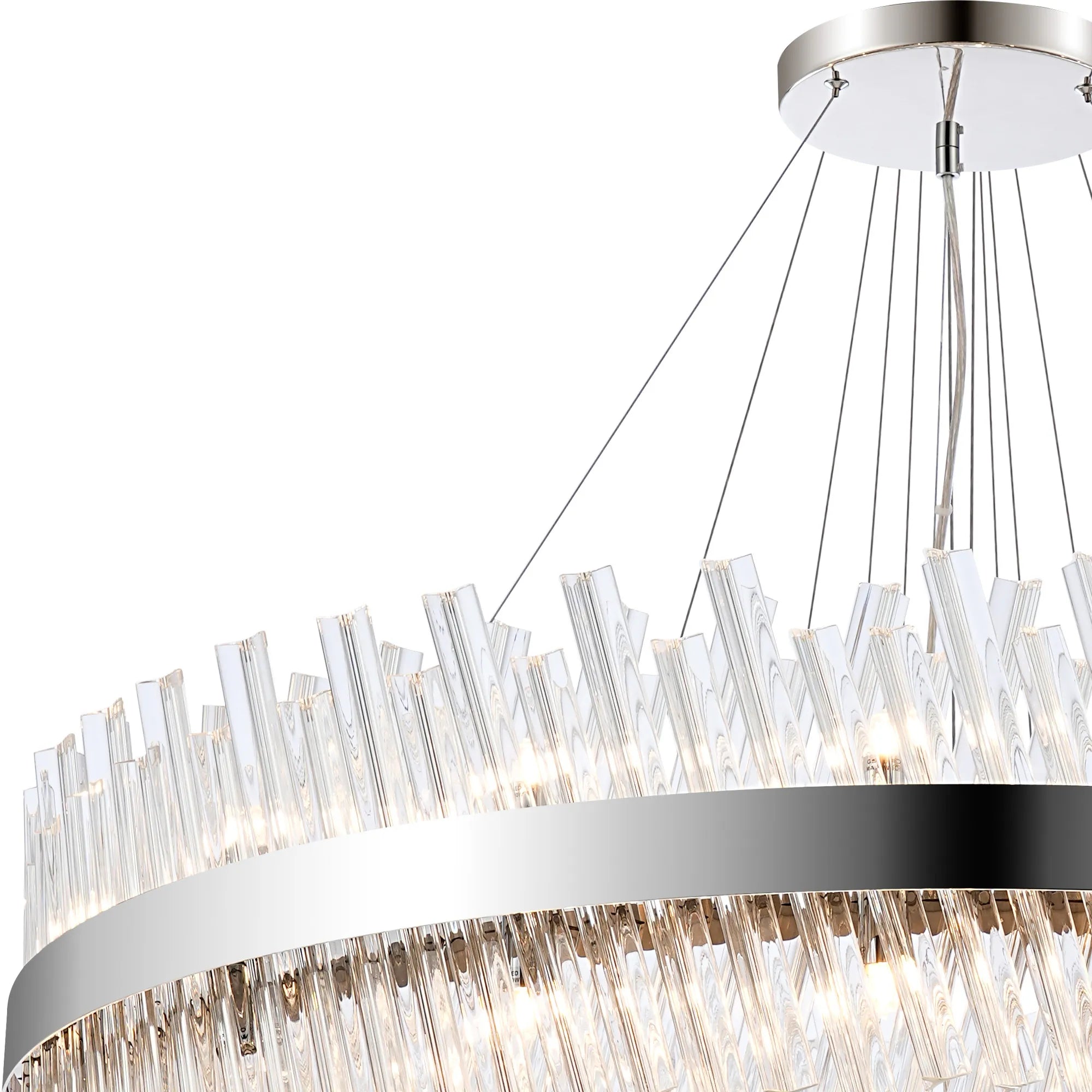 Farnley 5 Tier 1m Pendant 32 Light - Polished Nickel & Clear