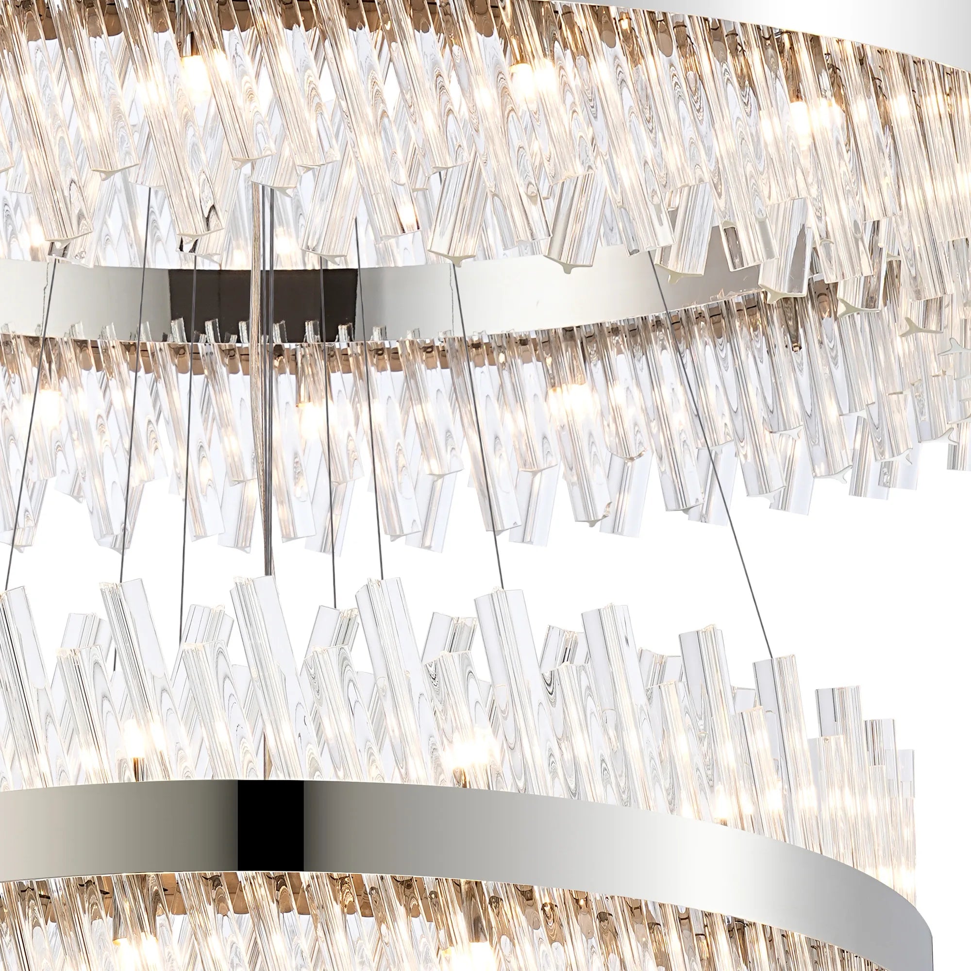 Farnley 5 Tier 1m Pendant 32 Light - Polished Nickel & Clear