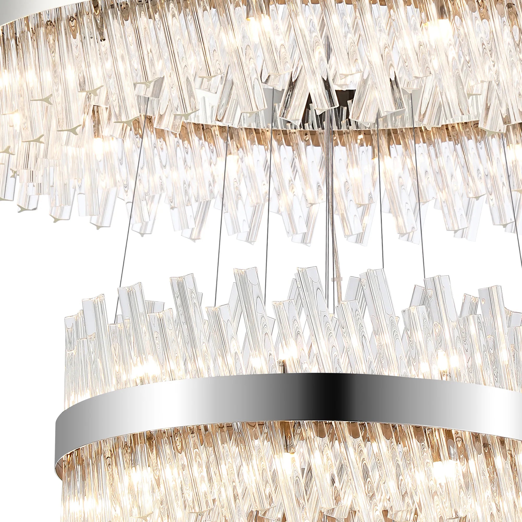 Farnley 5 Tier 1m Pendant 32 Light - Polished Nickel & Clear