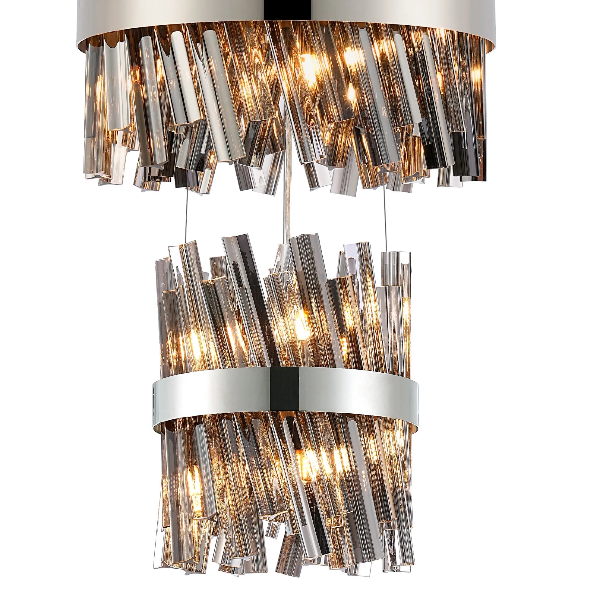 Farnley 5 Tier 1m Pendant 32 Light - Polished Nickel & Smoke