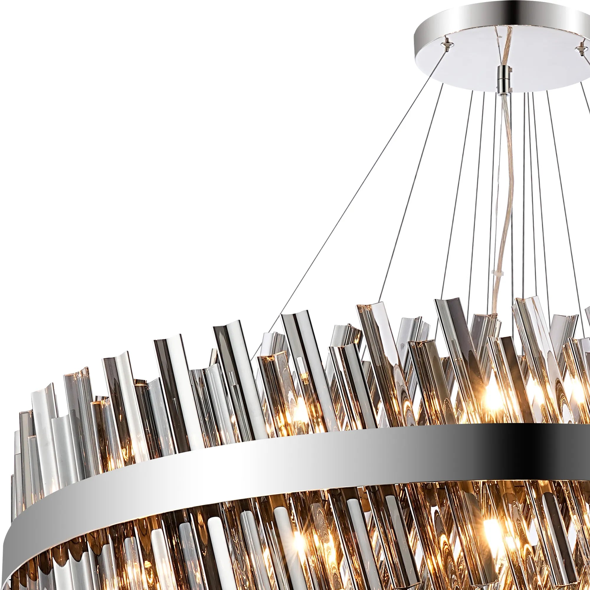 Farnley 5 Tier 1m Pendant 32 Light - Polished Nickel & Smoke