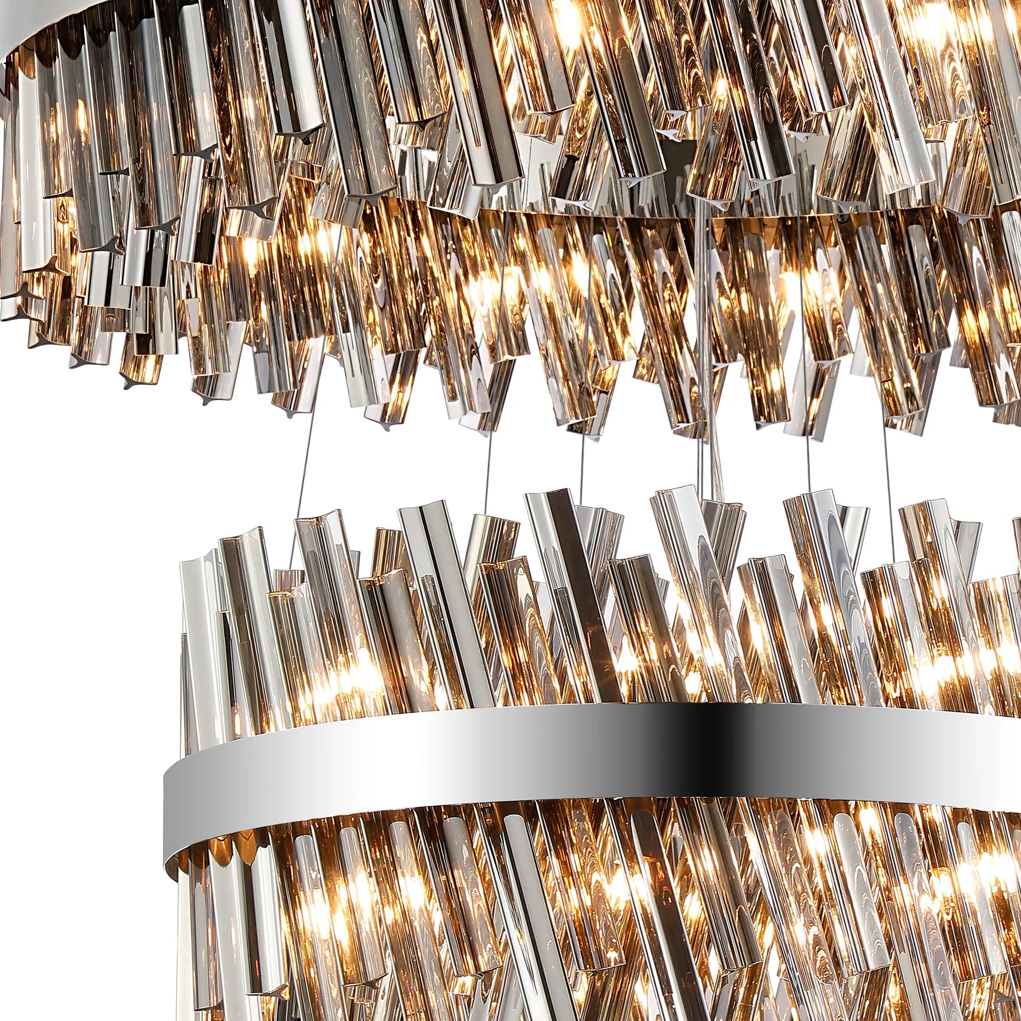 Farnley 5 Tier 1m Pendant 32 Light - Polished Nickel & Smoke