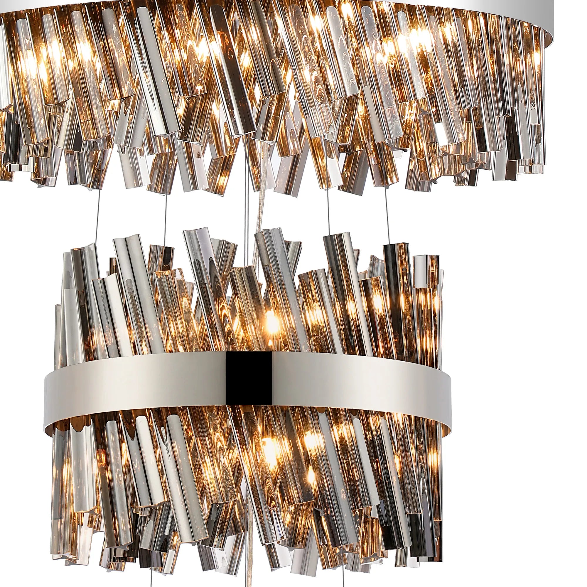 Farnley 5 Tier 1m Pendant 32 Light - Polished Nickel & Smoke