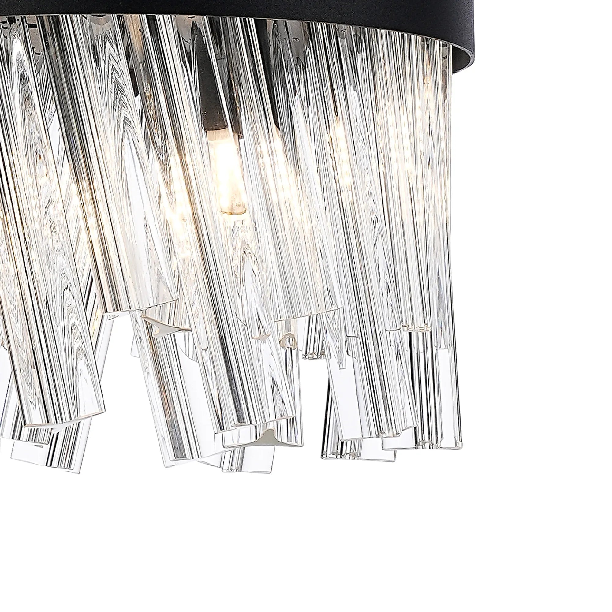 Farnley Pendant Round 6 Light - Satin Black & Clear Sculpted Glass