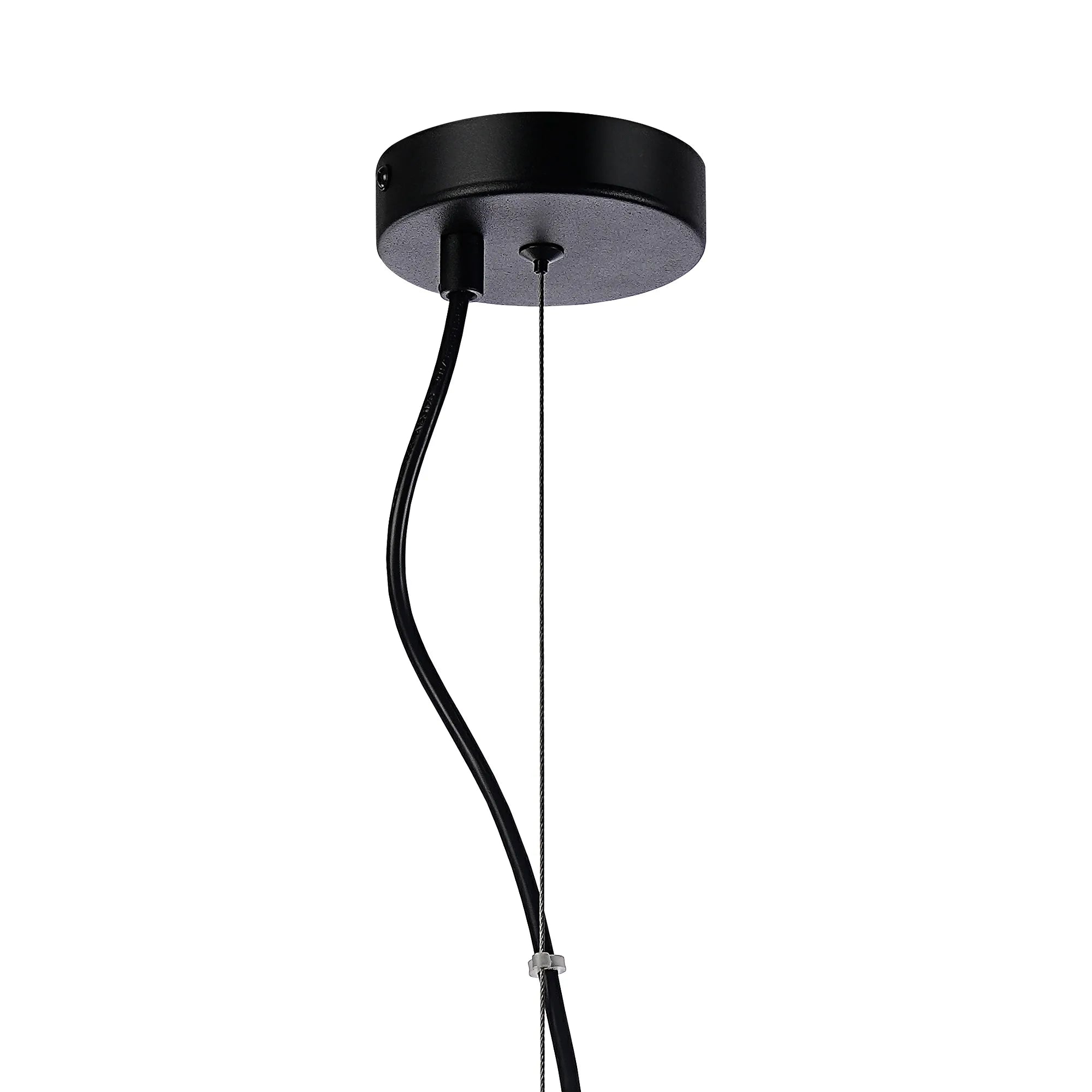 Farnley Pendant Round 6 Light - Satin Black & Clear Sculpted Glass