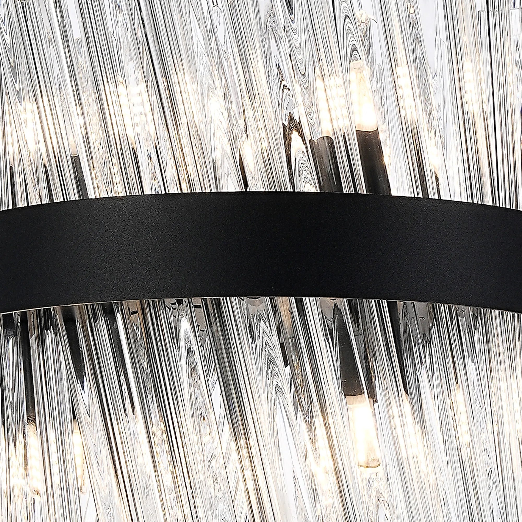 Farnley Pendant Round 6 Light - Satin Black & Clear Sculpted Glass