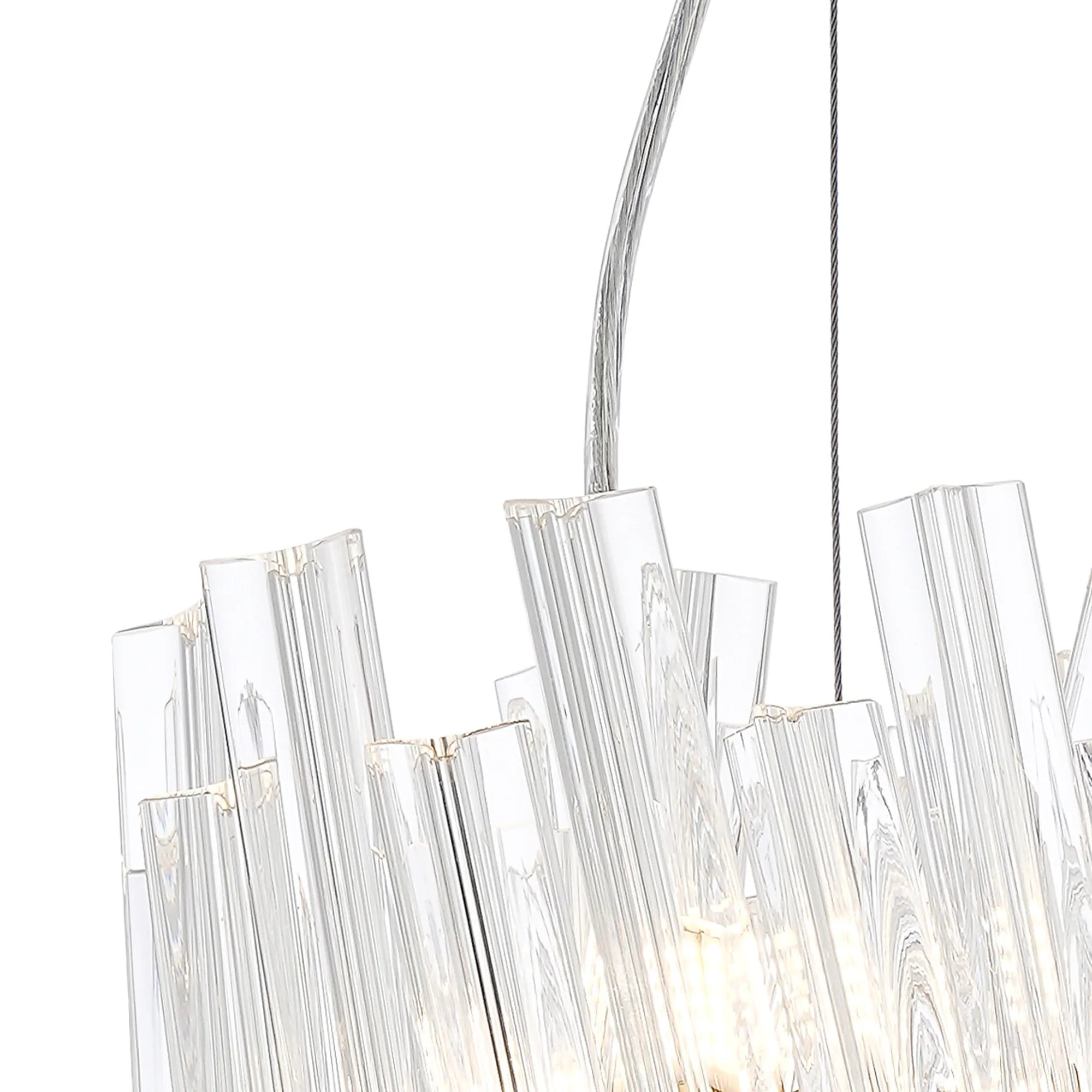 Farnley Pendant Round 6 Light - Brass & Clear Sculpted Glass