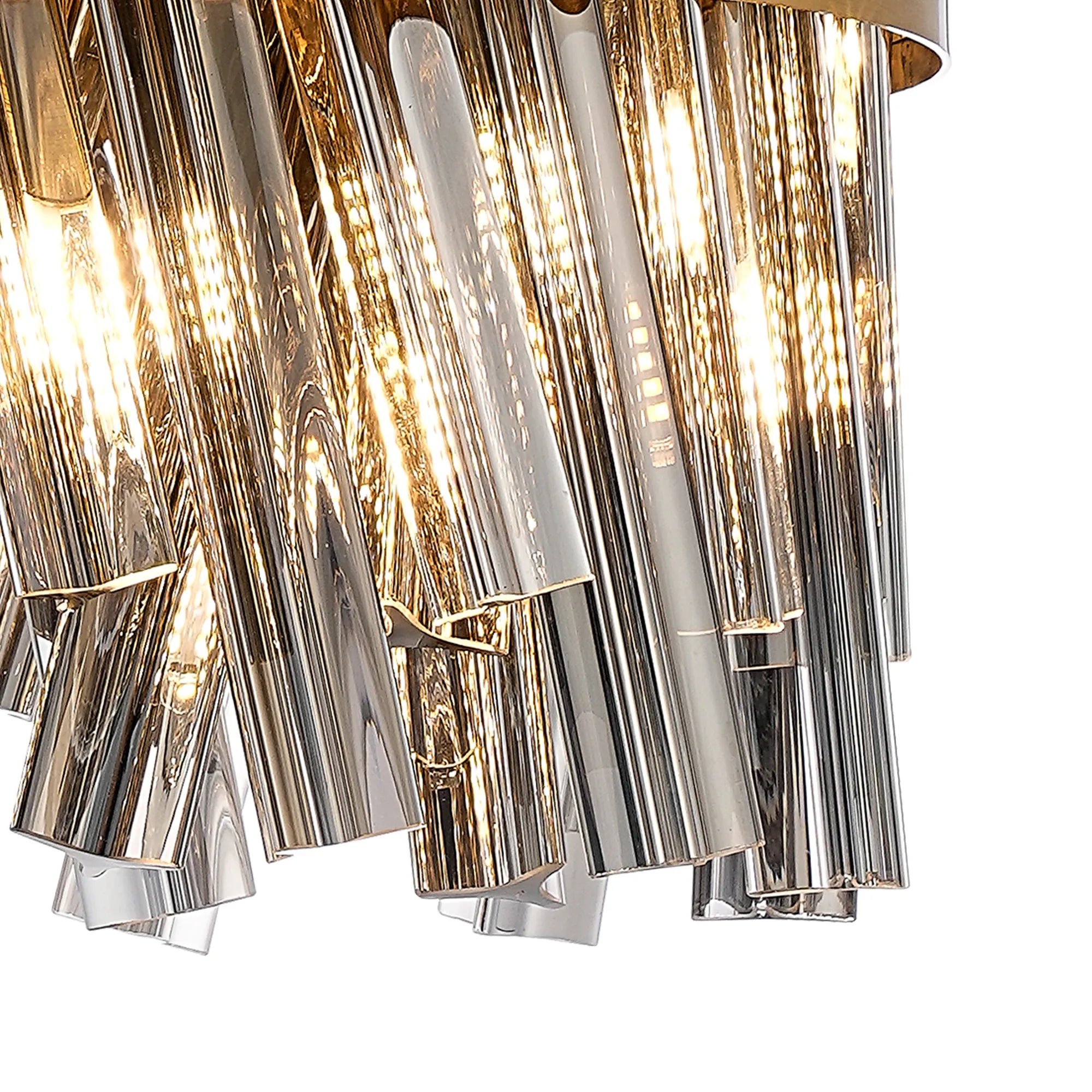 Farnley Pendant Round 6 Light - Brass & Smoke Sculpted Glass