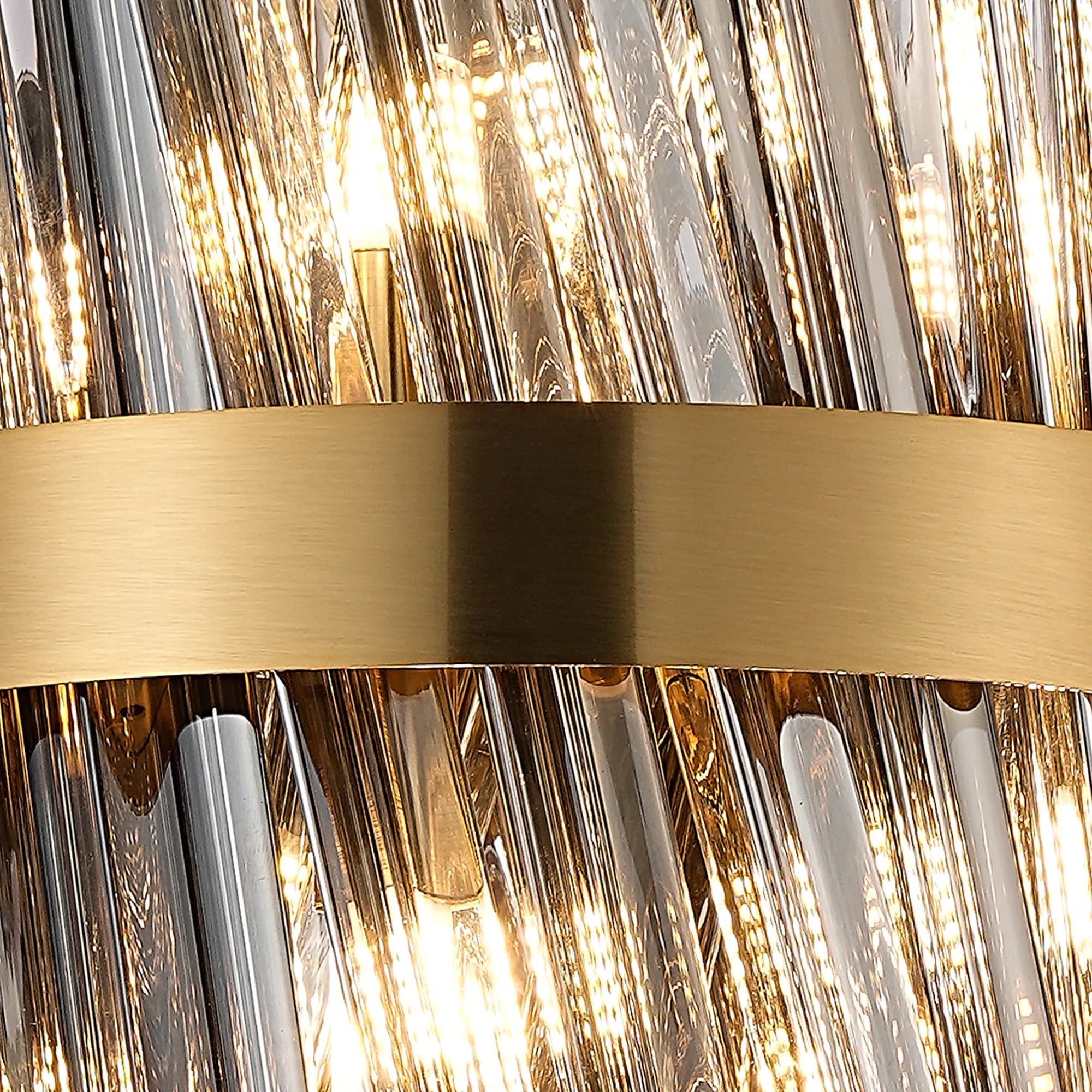 Farnley Pendant Round 6 Light - Brass & Smoke Sculpted Glass