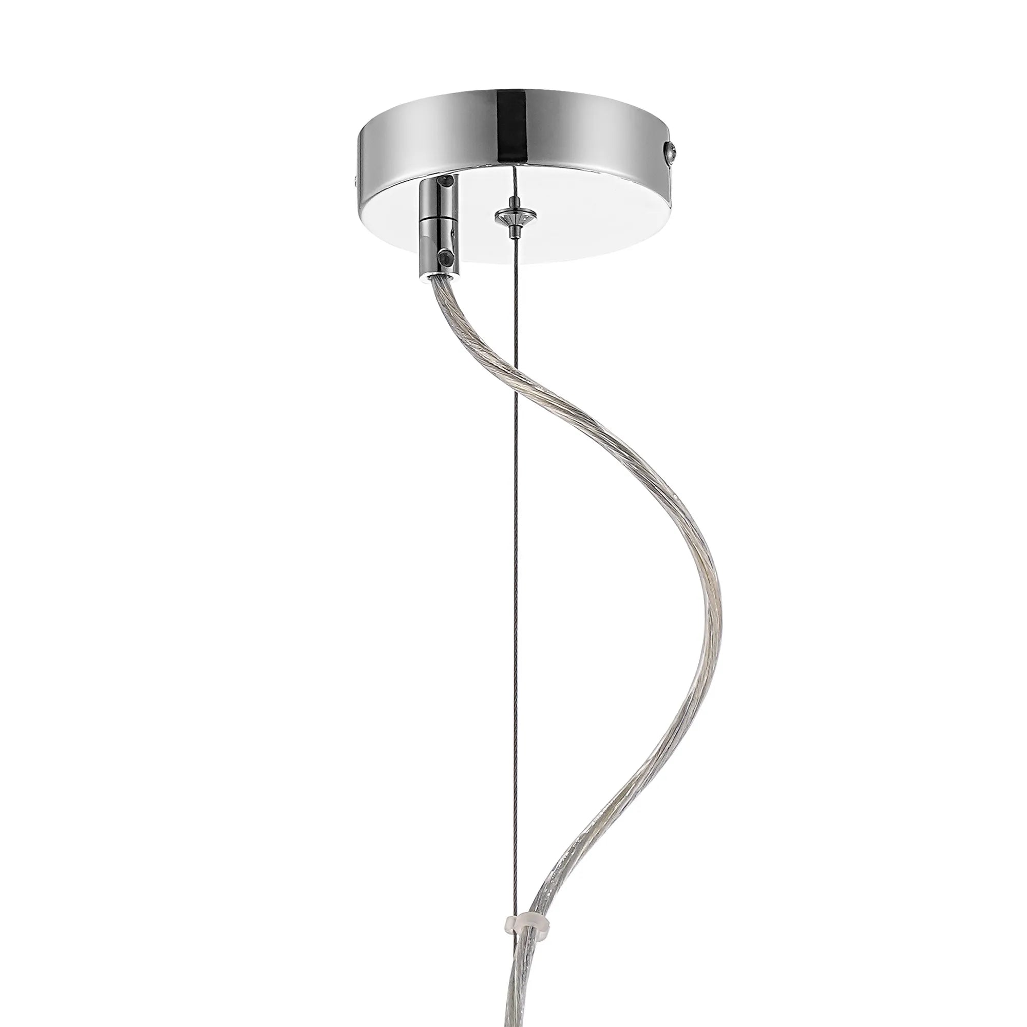 Farnley Pendant Round 6 Light - Polished Nickel & Amber Sculpted Glass