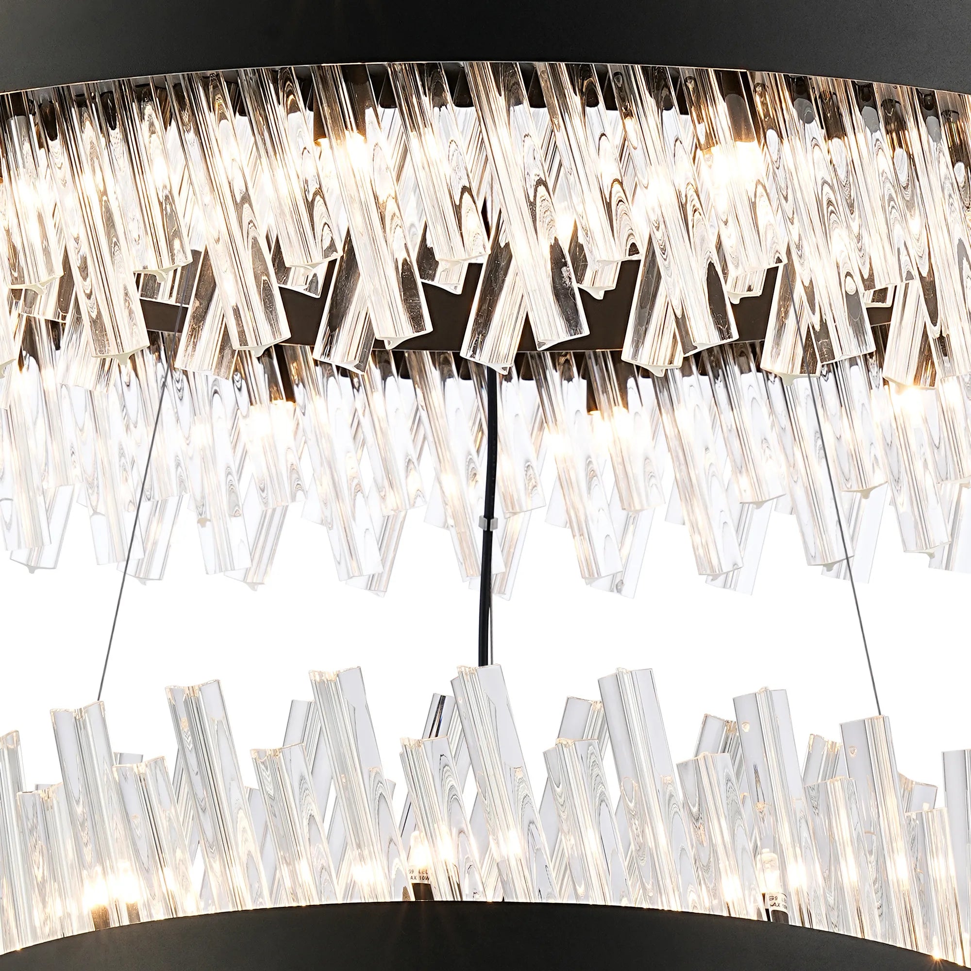 Farnley 2 Tier 80cm Pendant 24 Light - Satin Black & Clear