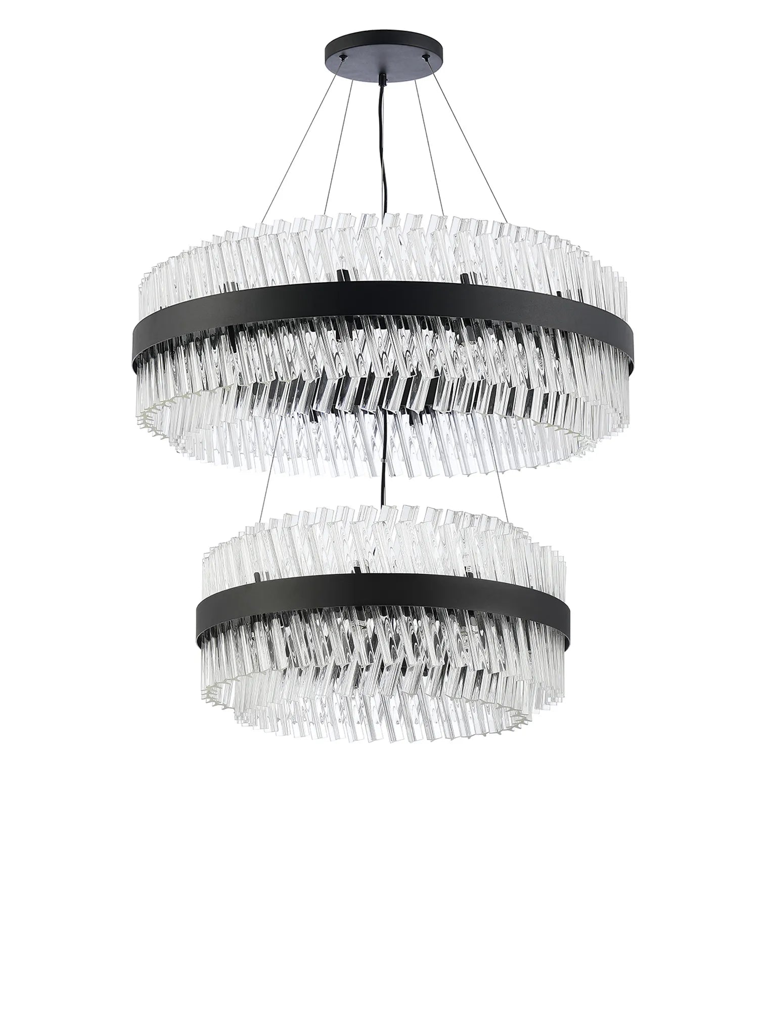 Farnley 2 Tier 80cm Pendant 24 Light - Satin Black & Clear