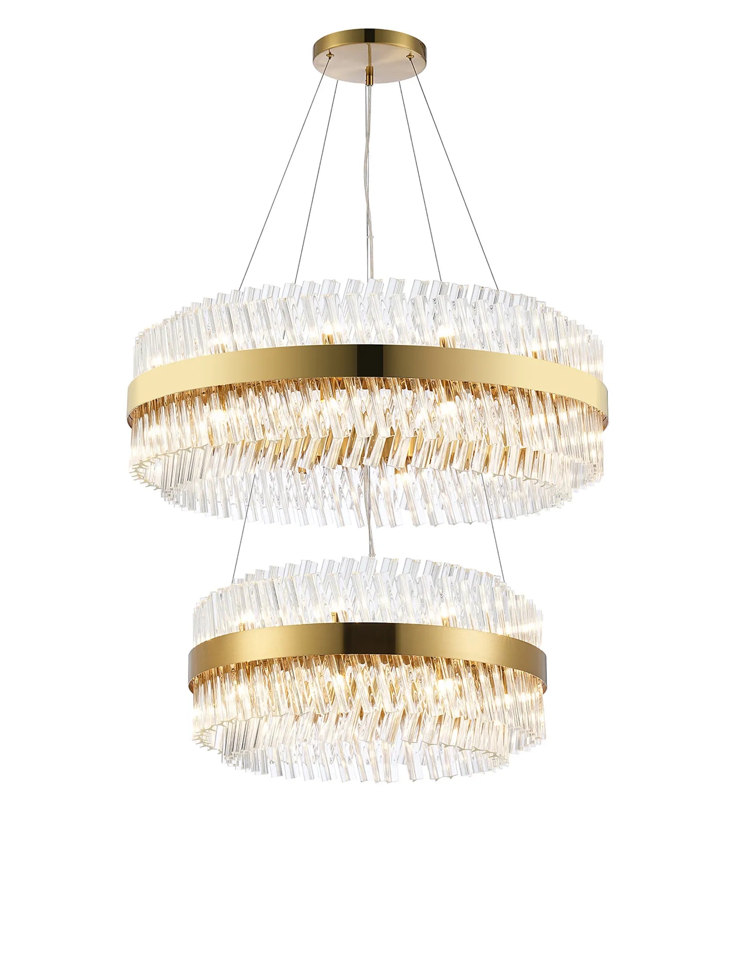 Farnley 2 Tier 80cm Pendant 24 Light - Brass & Clear