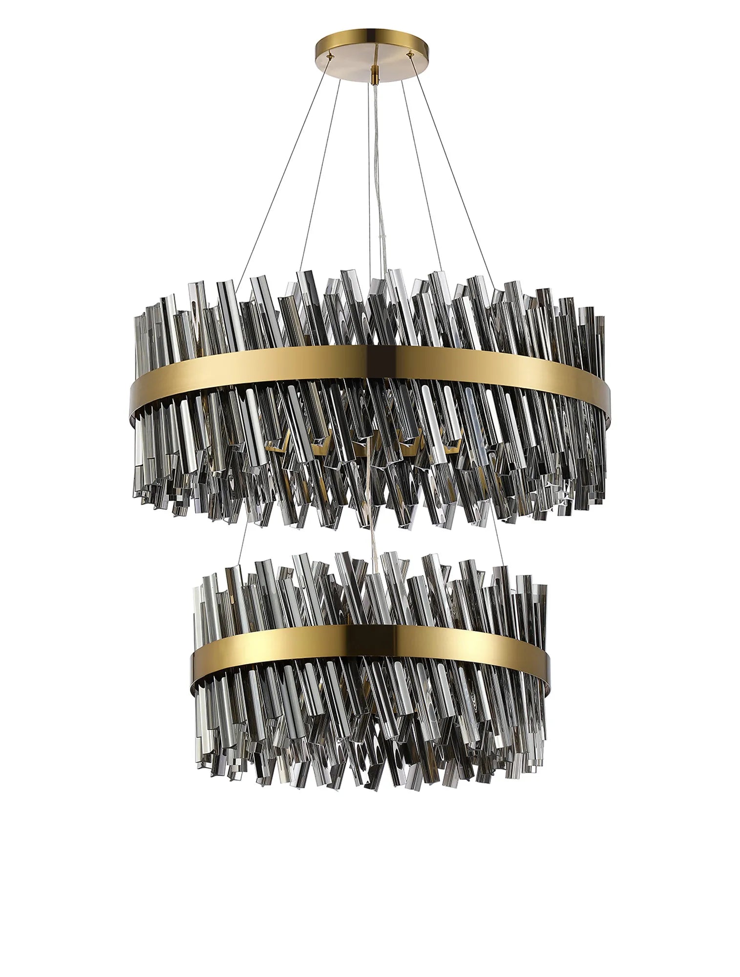 Farnley 2 Tier 80cm Pendant 24 Light - Brass & Smoke