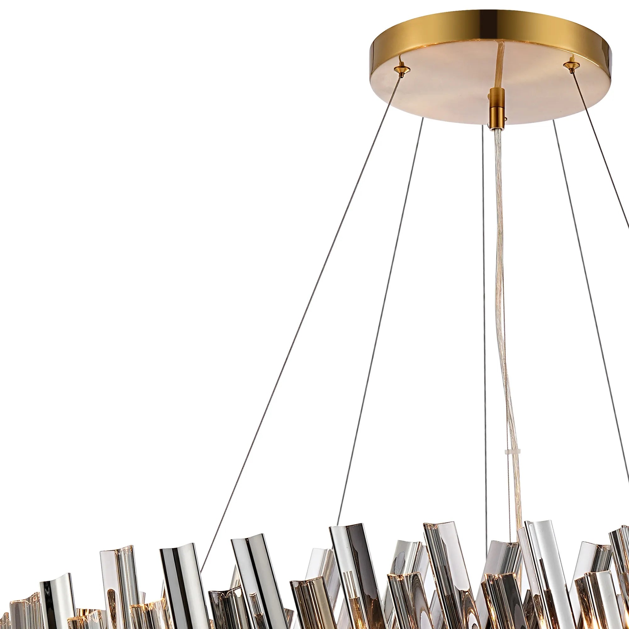 Farnley 2 Tier 80cm Pendant 24 Light - Brass & Smoke