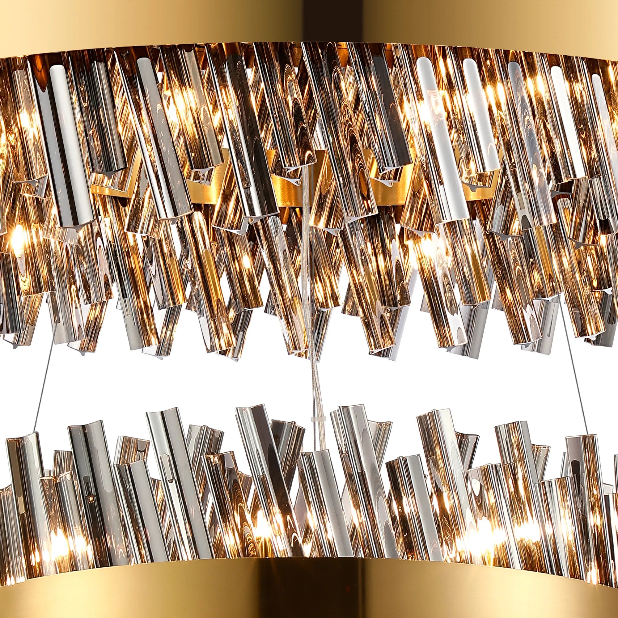 Farnley 2 Tier 80cm Pendant 24 Light - Brass & Smoke