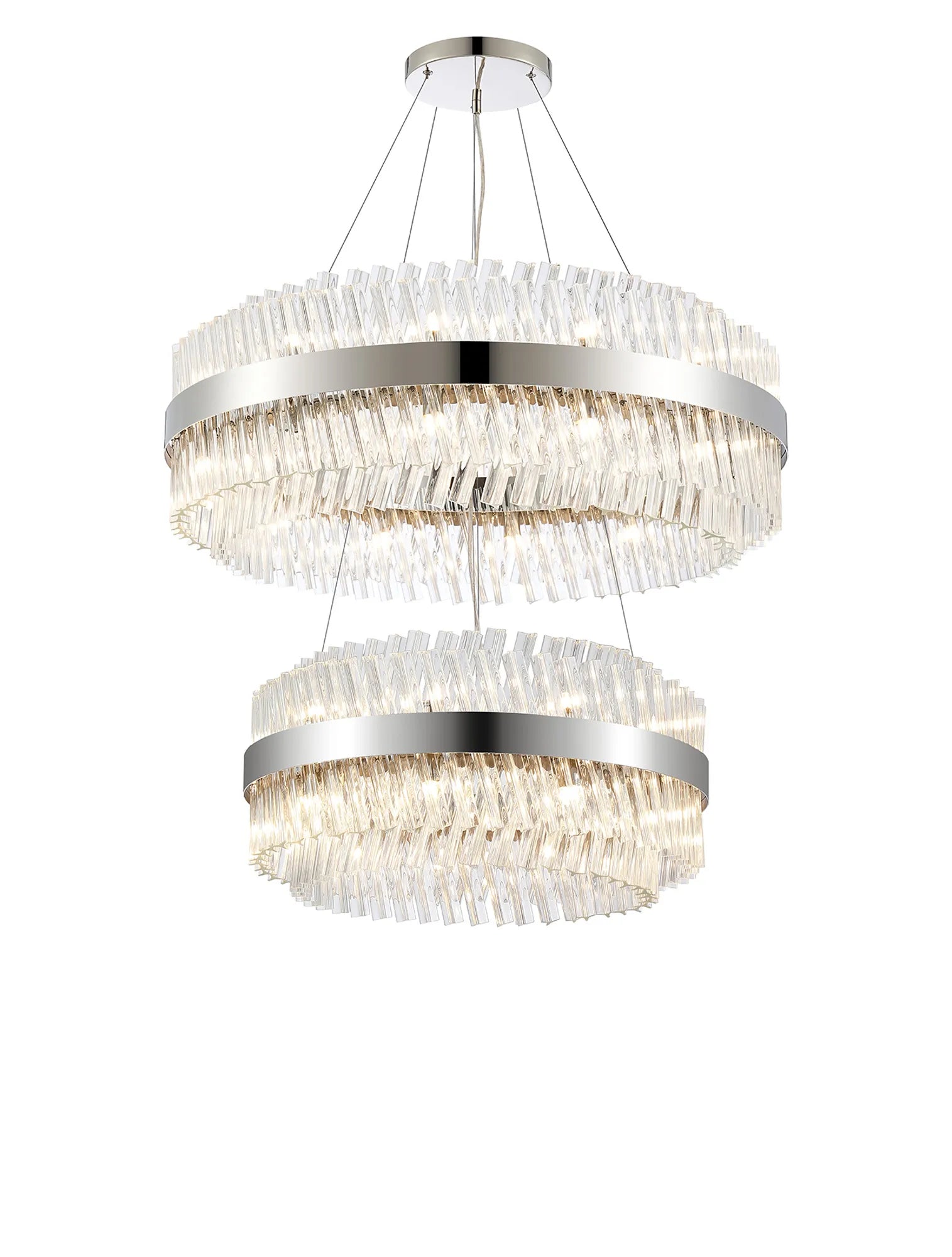 Farnley 2 Tier 80cm Pendant 24 Light - Polished Nickel & Clear