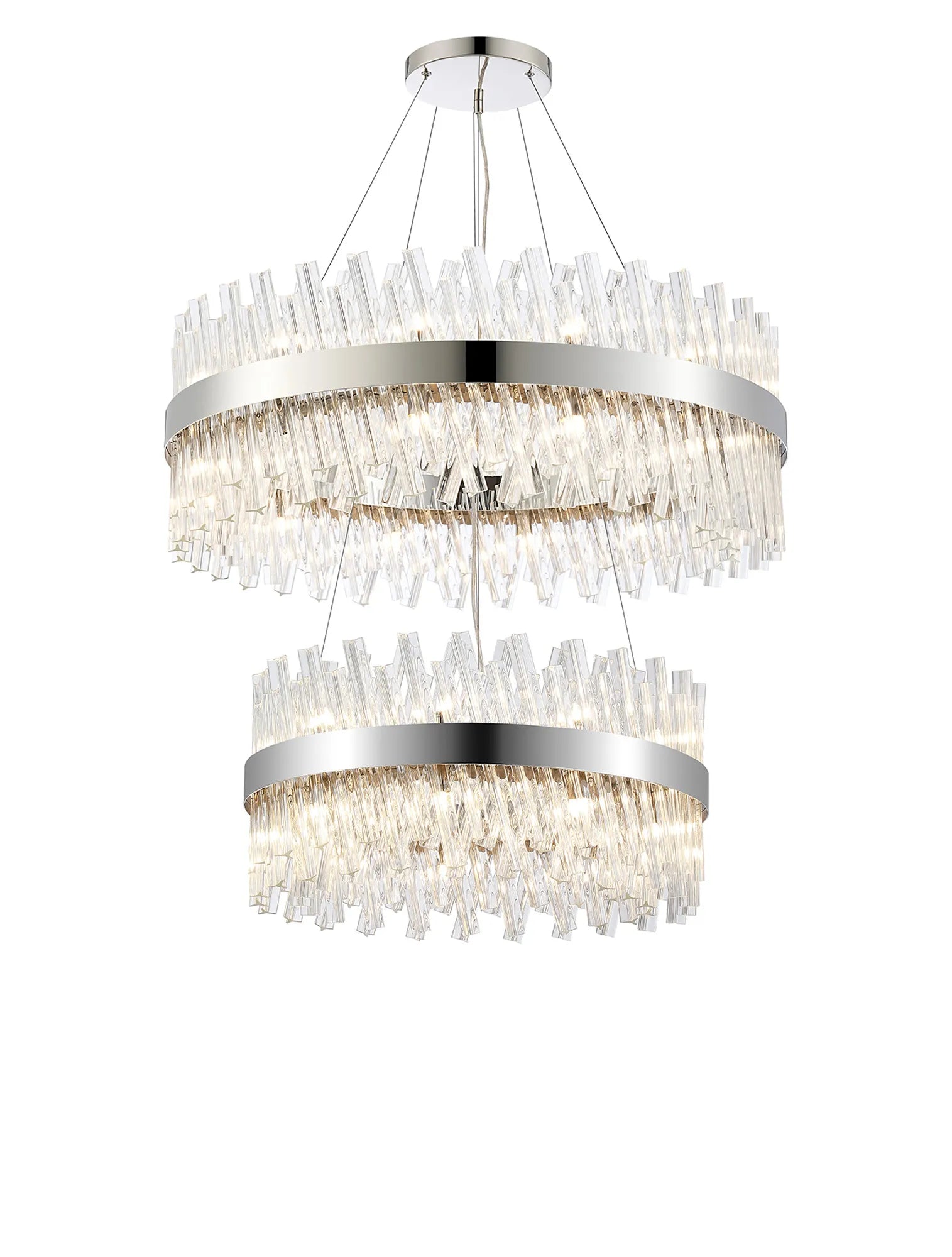 Farnley 2 Tier 80cm Pendant 24 Light - Polished Nickel & Clear