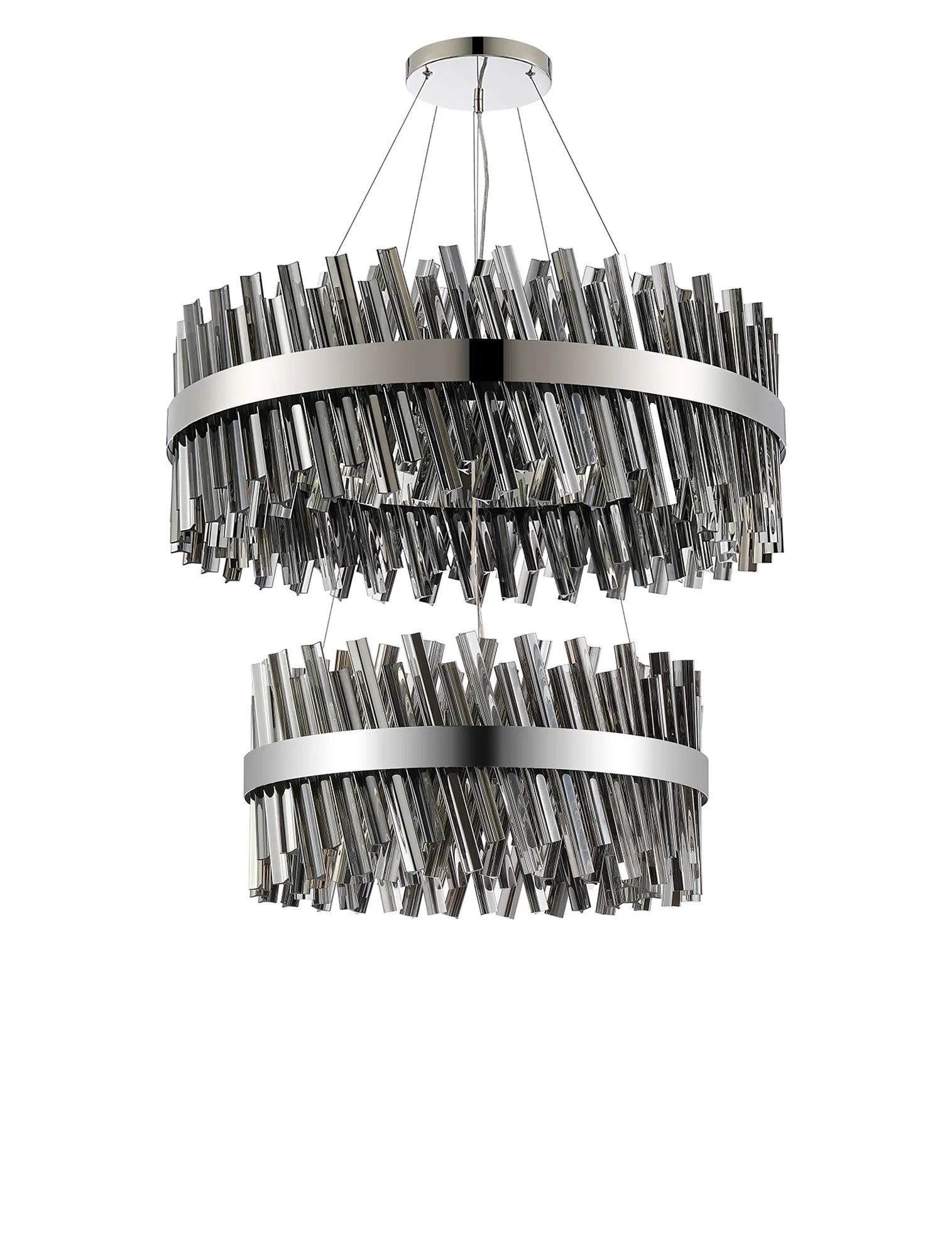 Farnley 2 Tier 80cm Pendant 24 Light - Polished Nickel & Smoke