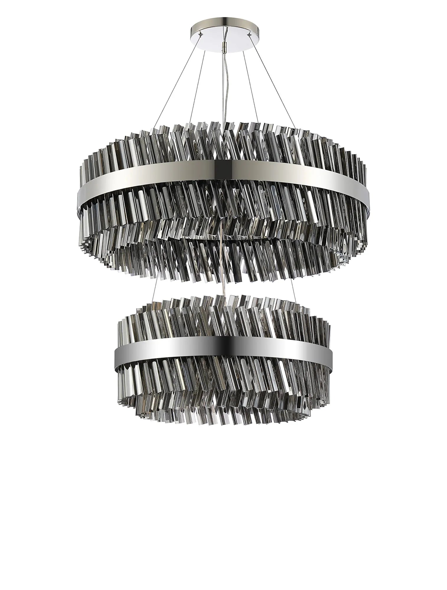 Farnley 2 Tier 80cm Pendant 24 Light - Polished Nickel & Smoke