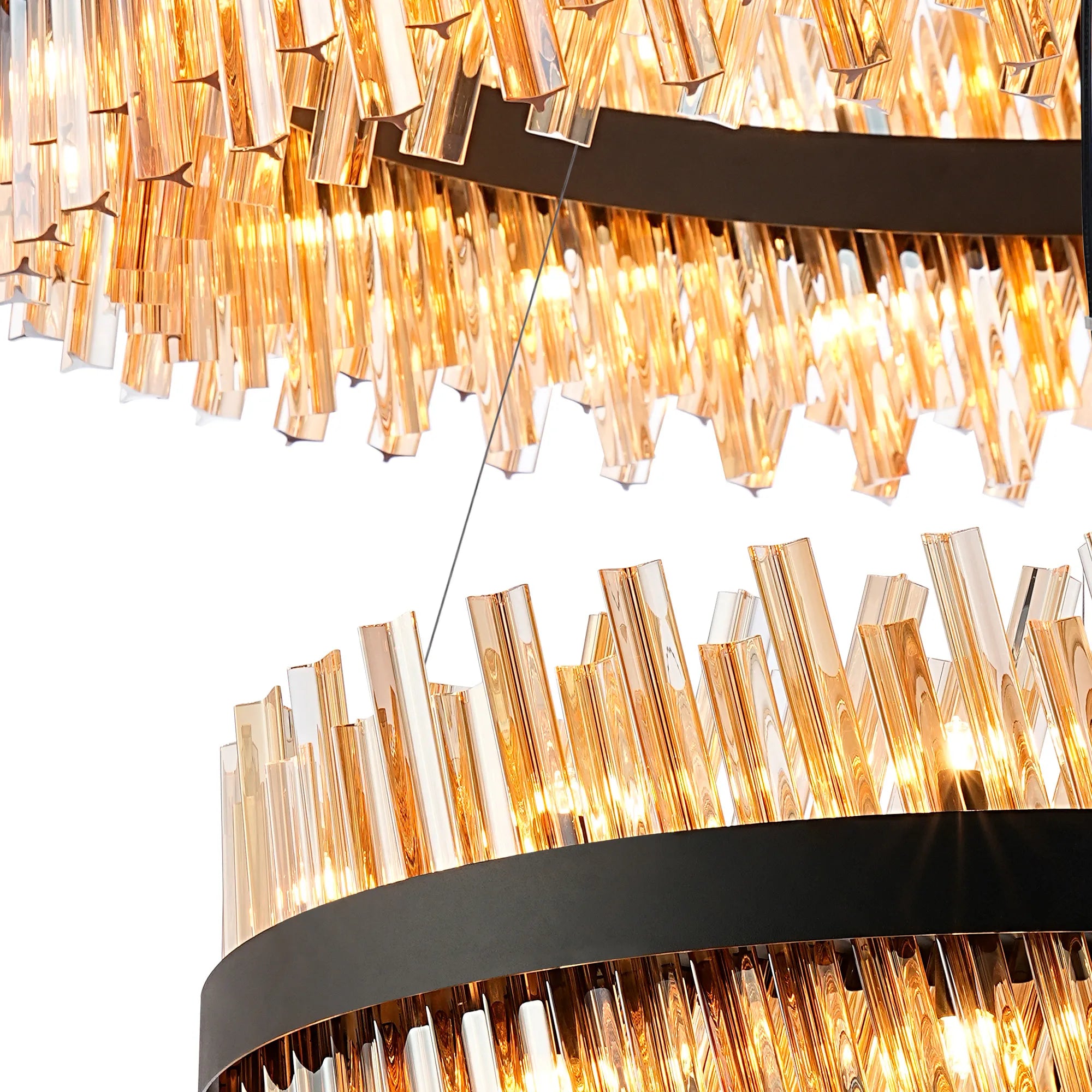 Farnley 2 Tier 1m Pendant 32 Light - Satin Black & Amber