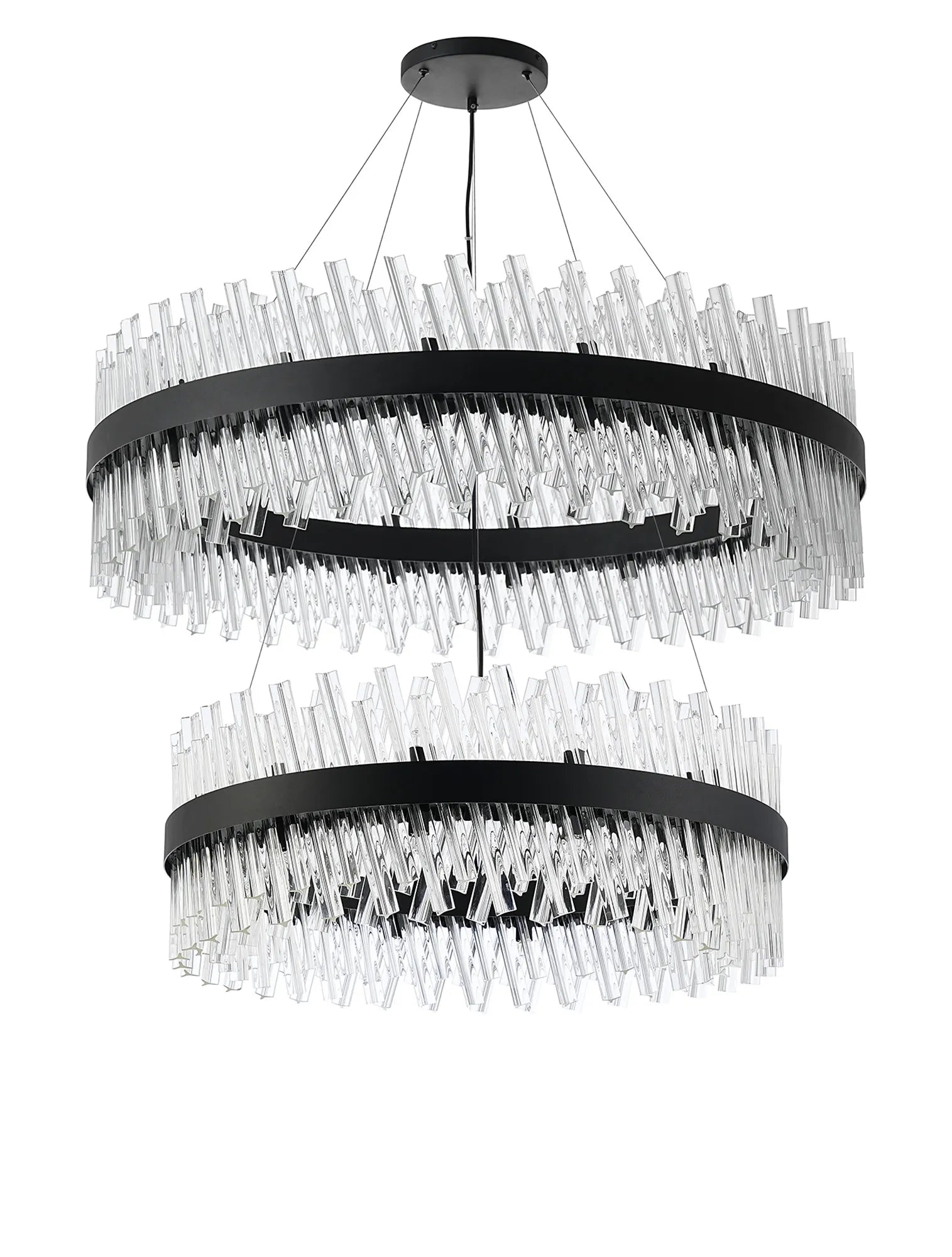 Farnley 2 Tier 1m Pendant 32 Light - Satin Black & Clear