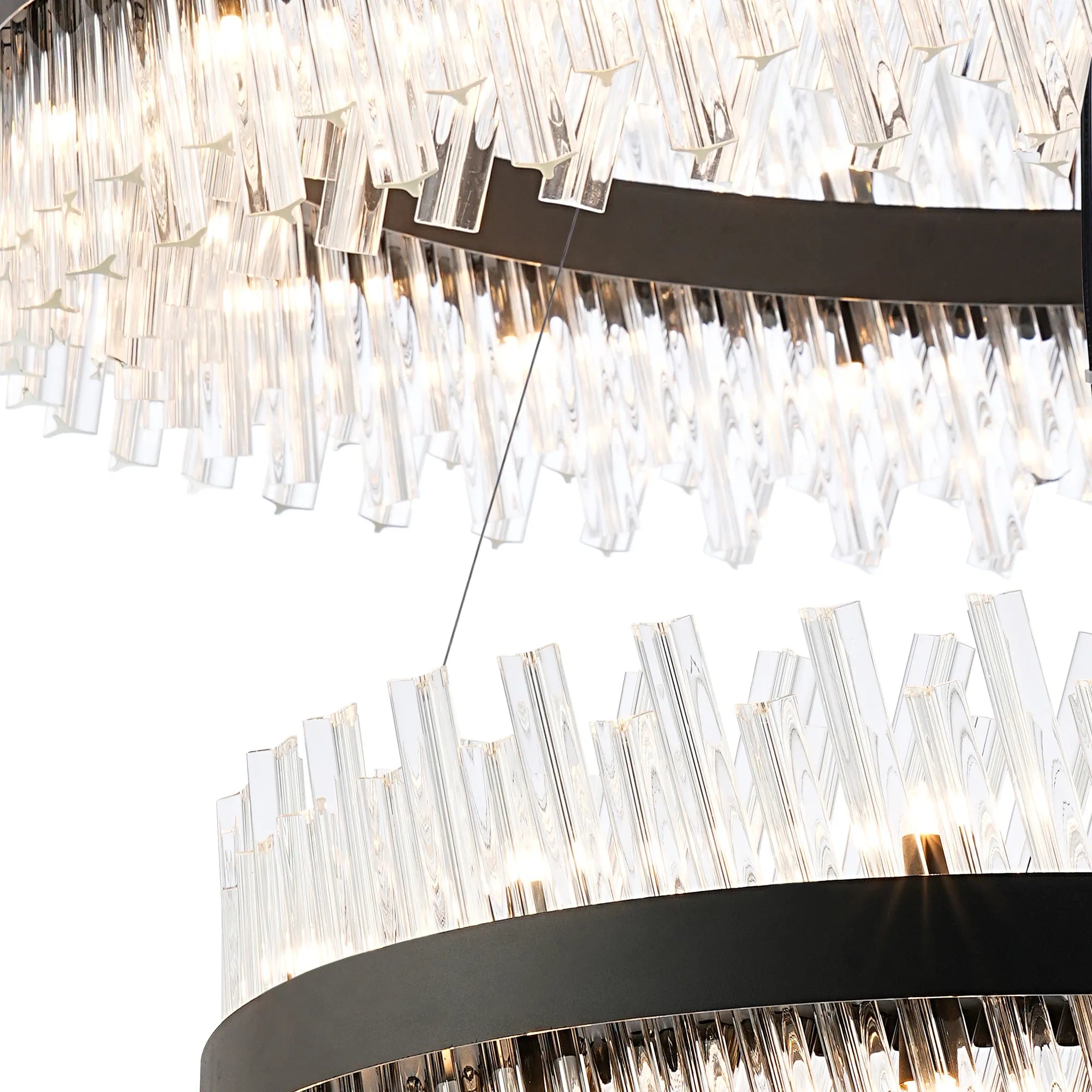 Farnley 2 Tier 1m Pendant 32 Light - Satin Black & Clear