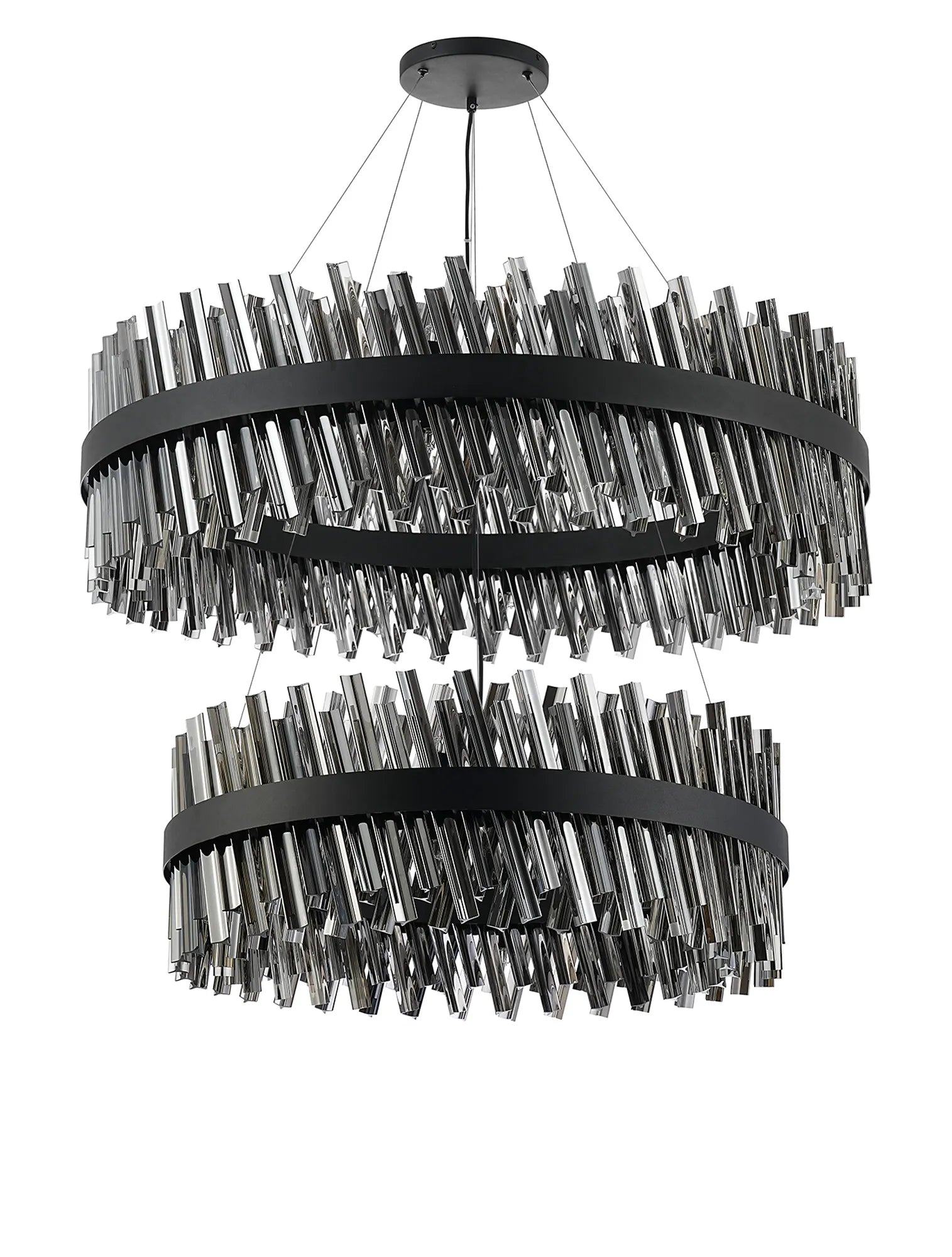 Farnley 2 Tier 1m Pendant 32 Light - Satin Black & Smoke