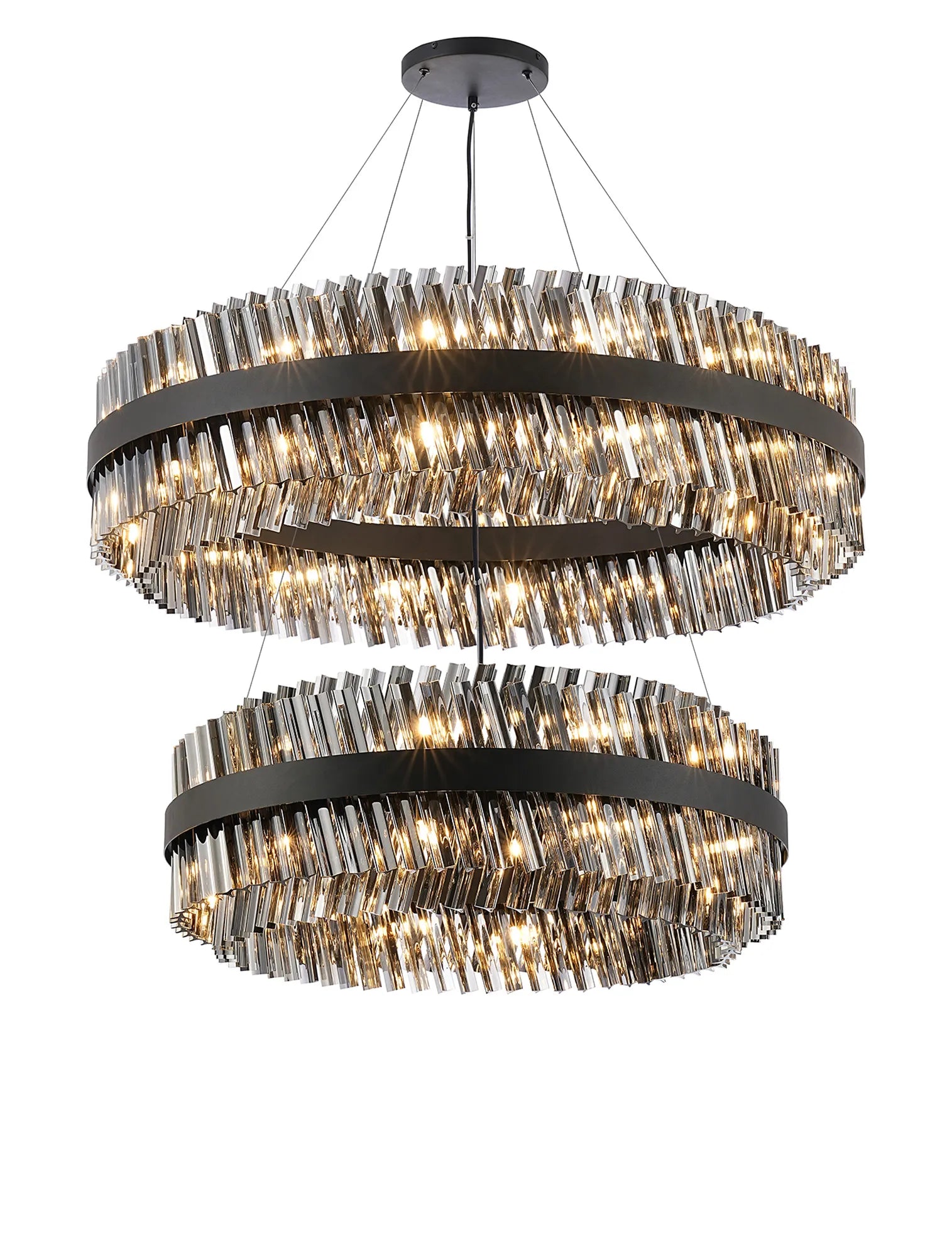 Farnley 2 Tier 1m Pendant 32 Light - Satin Black & Smoke