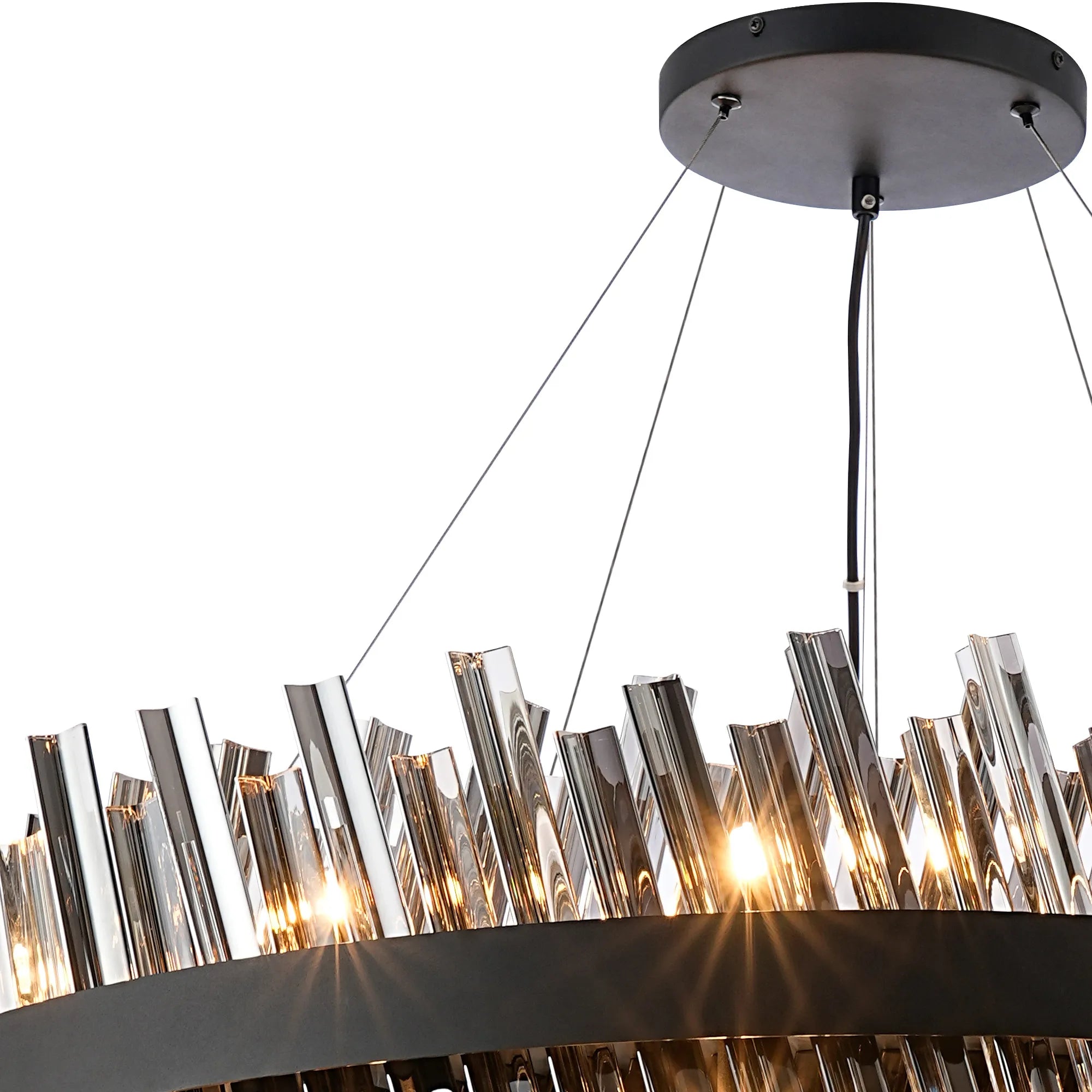 Farnley 2 Tier 1m Pendant 32 Light - Satin Black & Smoke